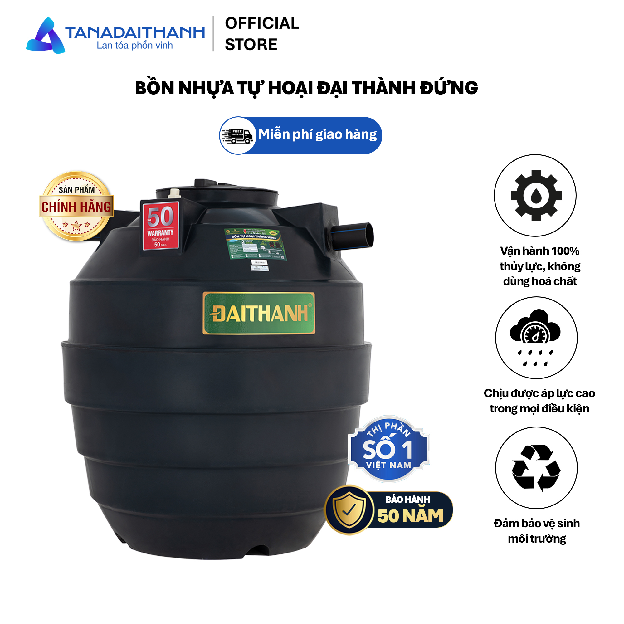 Bồn nhựa tự hoại Đại Thành 1.500D