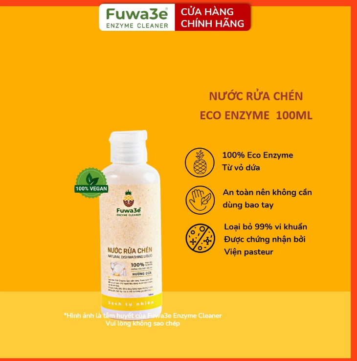 Nước rửa chén FUWA3E 90% Enzyme sạch X2 100ml - Phân phối chính hãng