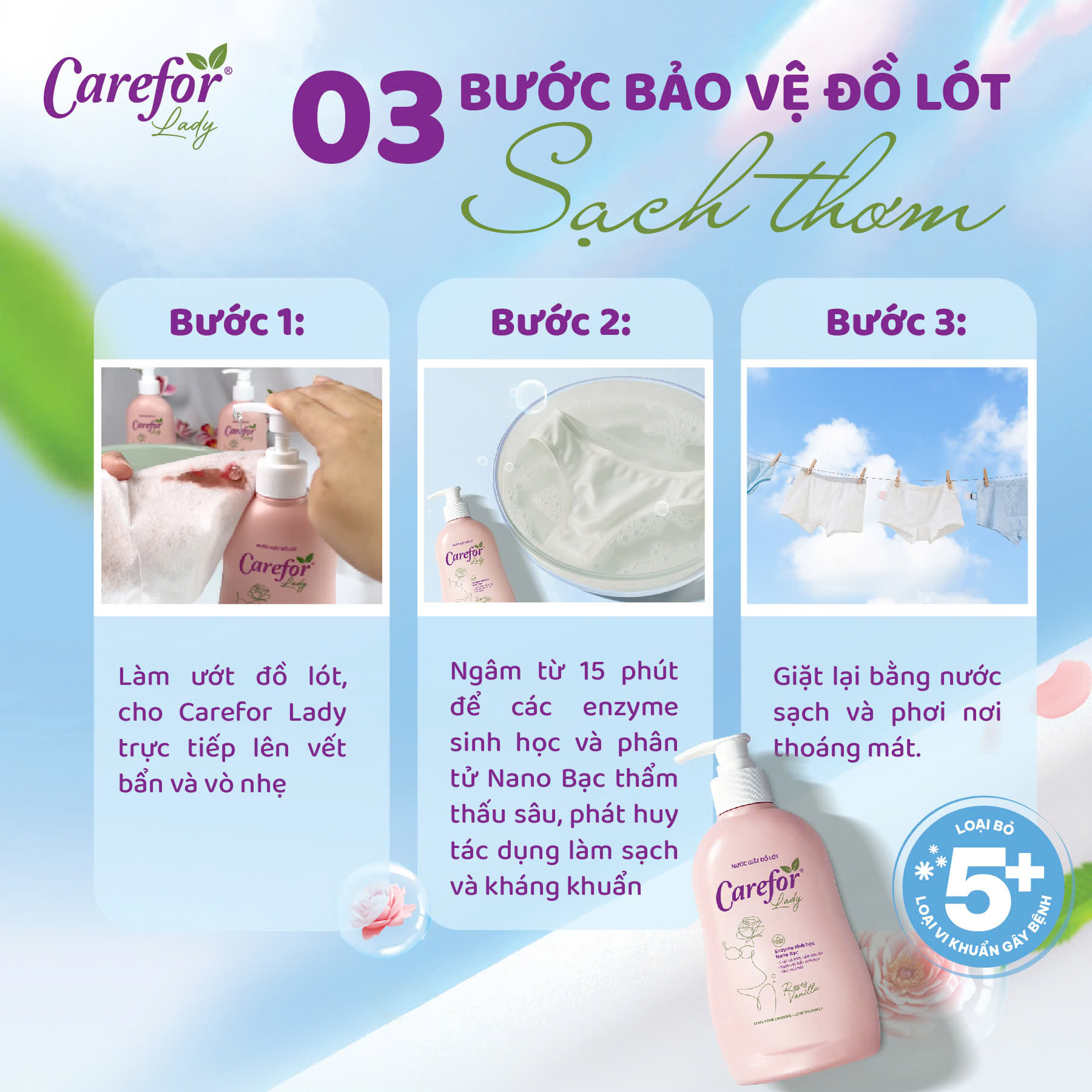 Nước giặt đồ lót Carefor Lady 300ml - 4