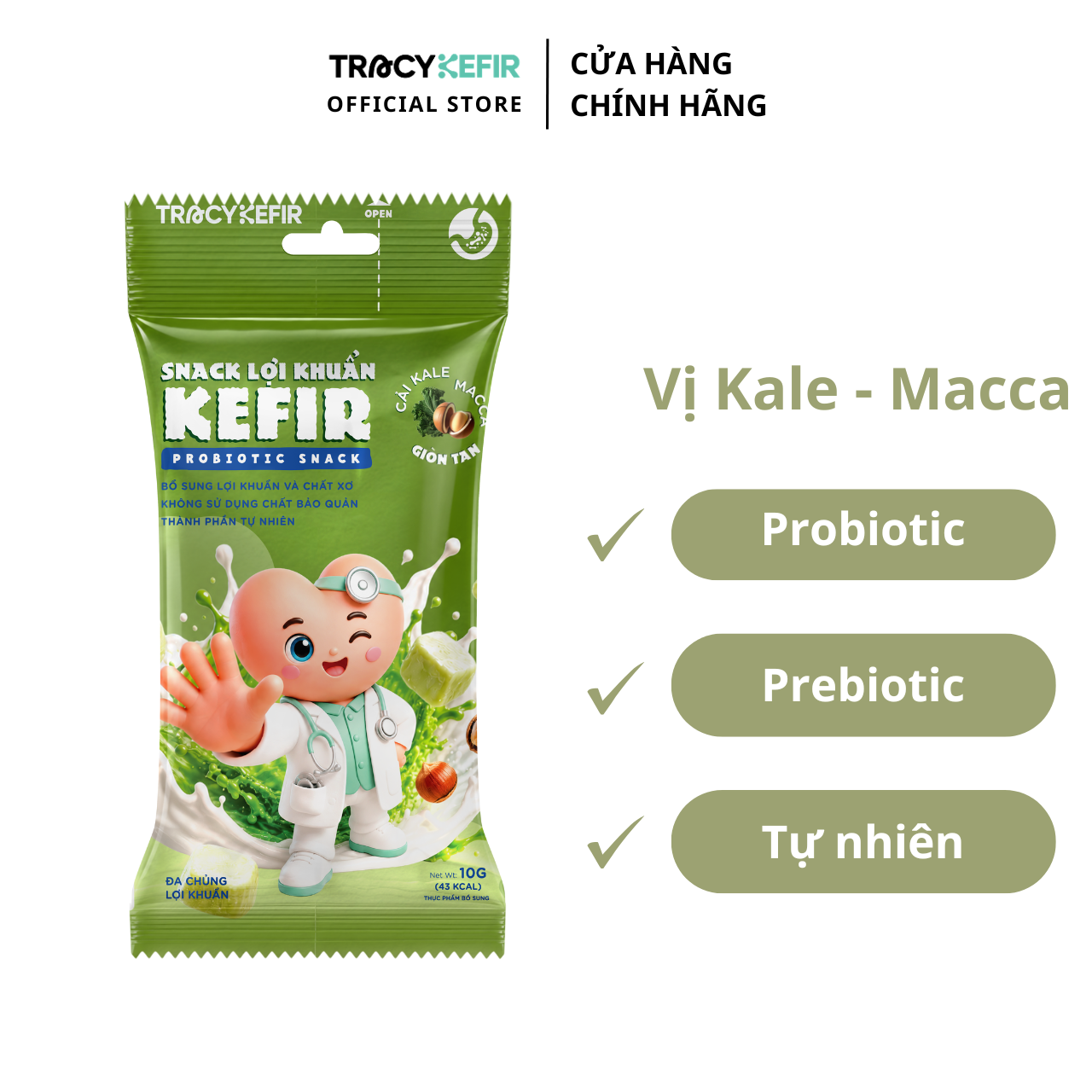 Snack lợi khuẩn kefir vị kale và macca - Phân phối chính hãng