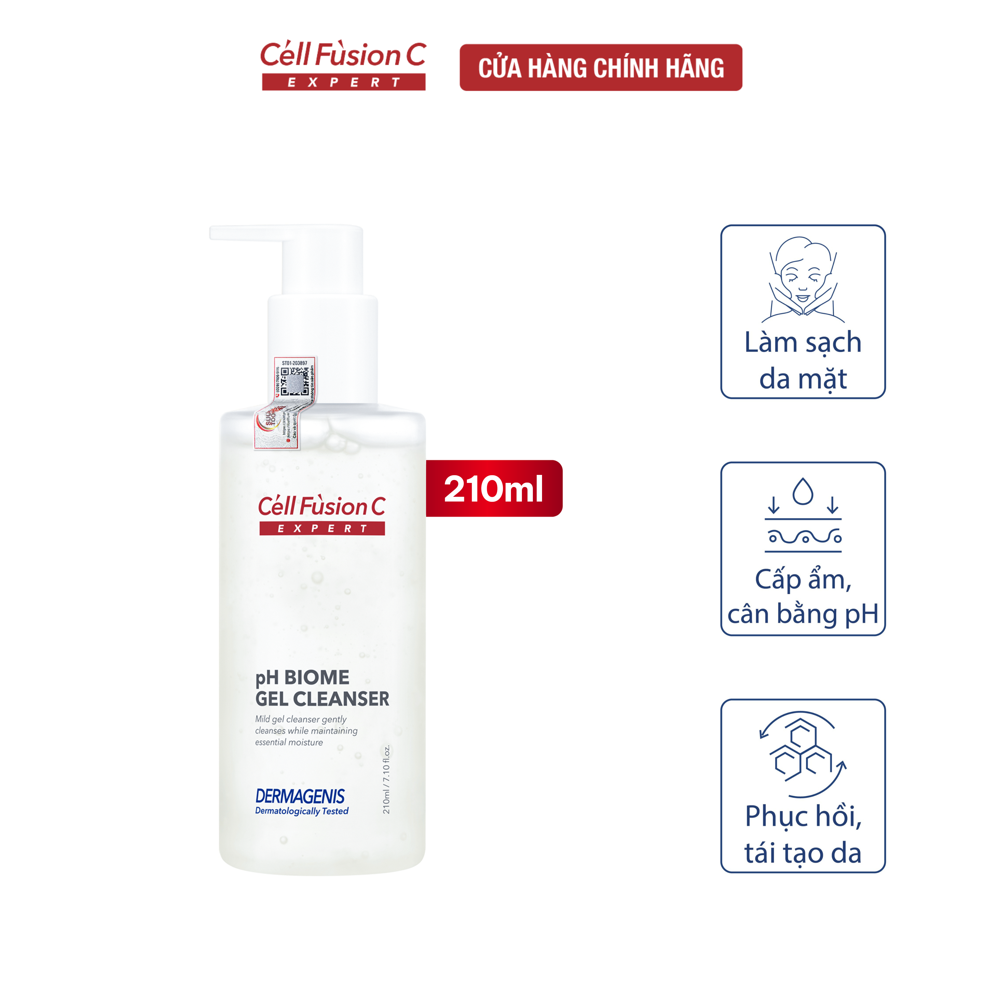 Gel Rửa Mặt Dịu Da, Tăng Cường Hàng Rào Bảo Vệ Da 210ml - Cell Fusion C Expert Dermagenis pH Biome Gel Cleanser