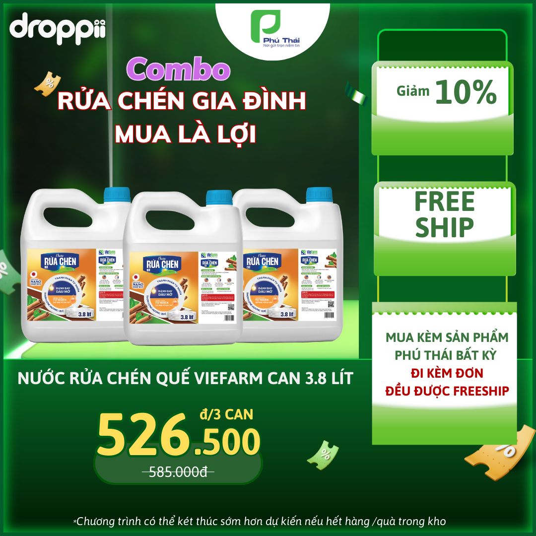 Nước rửa chén quế VIEFARM 3,8 lít