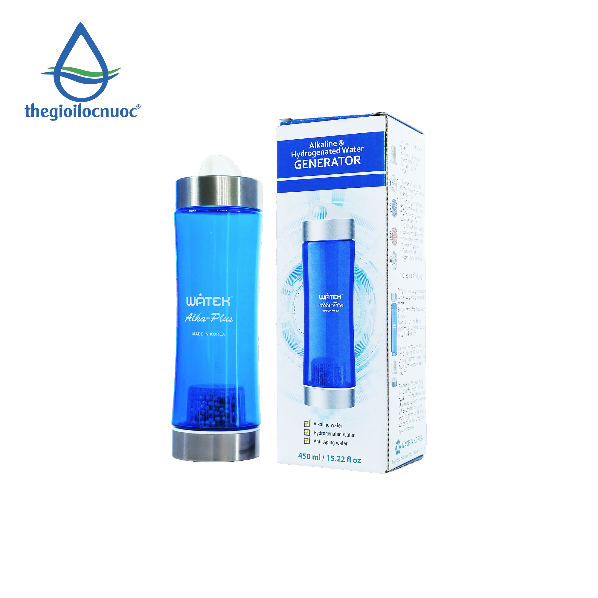 Bình lọc nước kiềm 3 trong 1 Watek, model: Alkaline 3 in 1 - Phân phối chính hãng