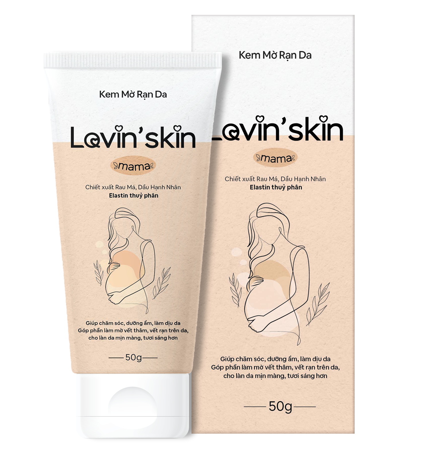 Kem mờ rạn da Lovin'skin dưỡng ẩm, giảm rạn da cho phụ nữ mang thai và sau sinh 50g