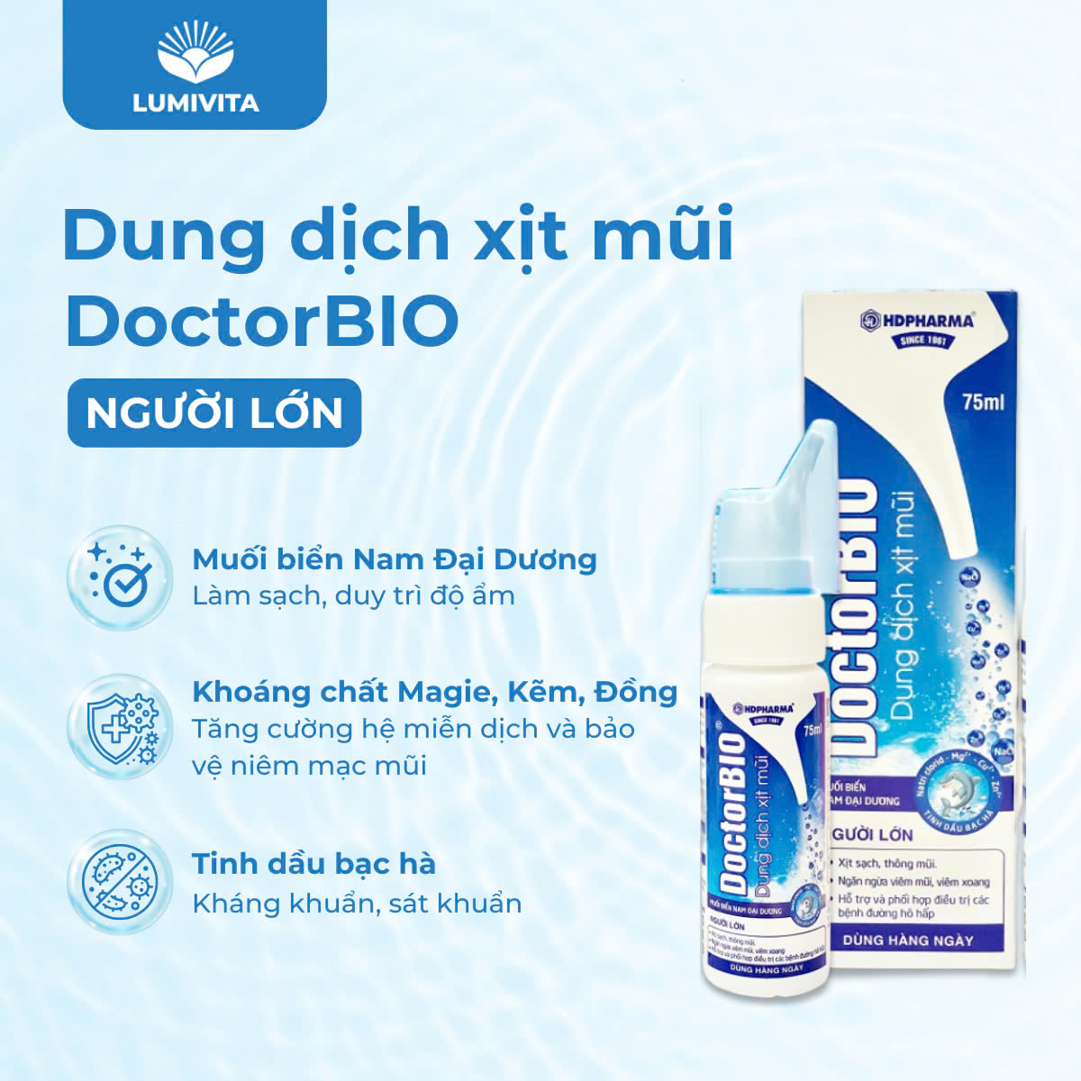 Bộ sản phẩm hỗ trợ phòng ngừa viêm mũi, họng dành cho người lớn DOCTORBIO