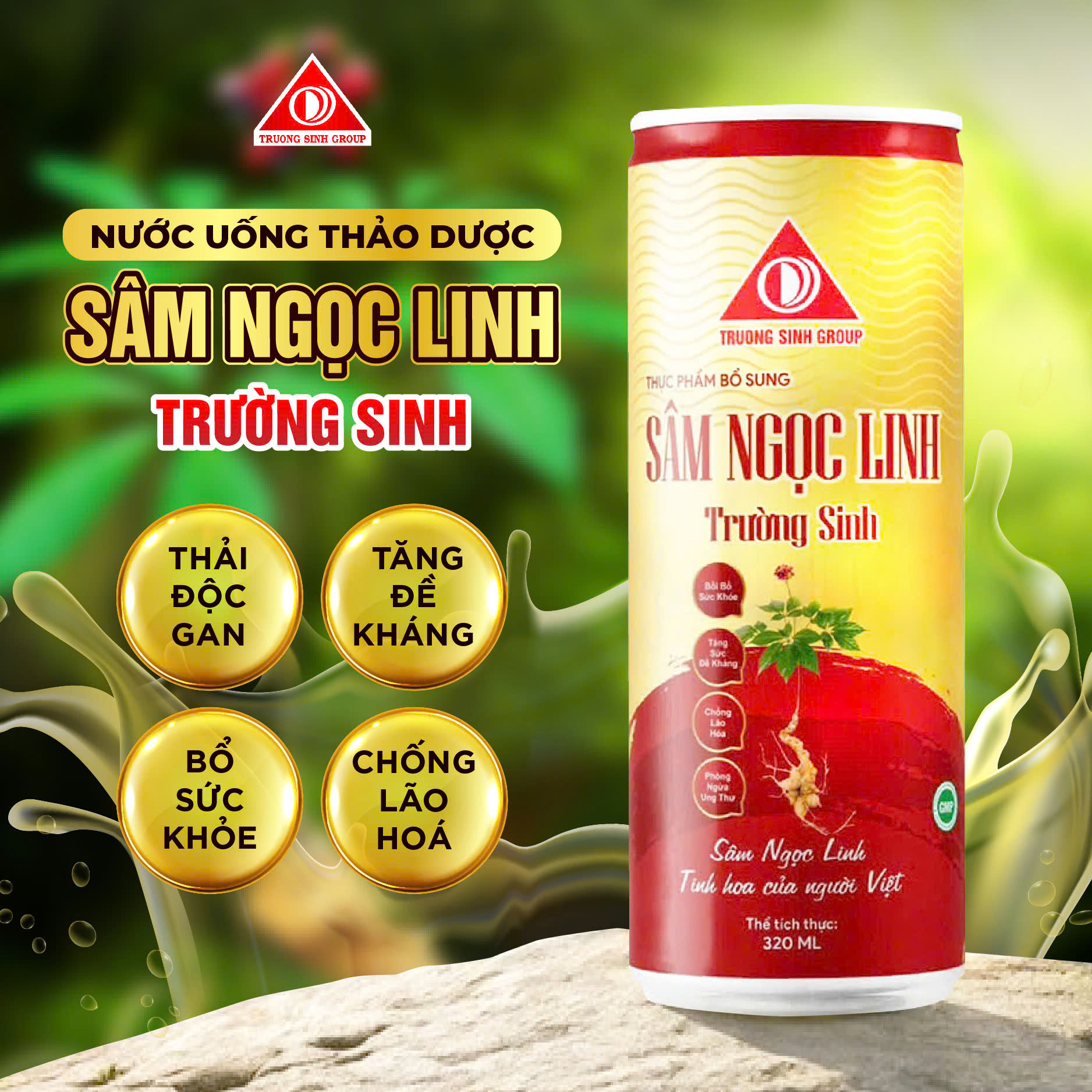 Sâm Ngọc Linh trường sinh đỏ (Thùng 24lon)