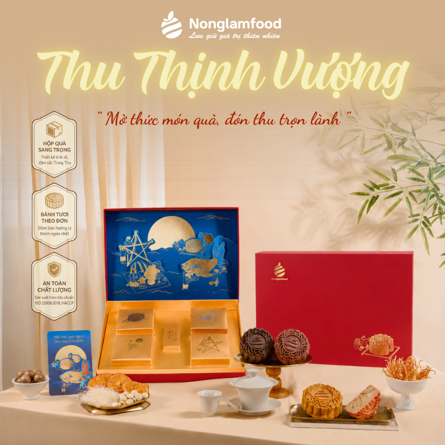 Trung Thu 2026 - Thu Thịnh Vượng (hộp 4 bánh 1 trà) kèm túi - Phân phối chính hãng