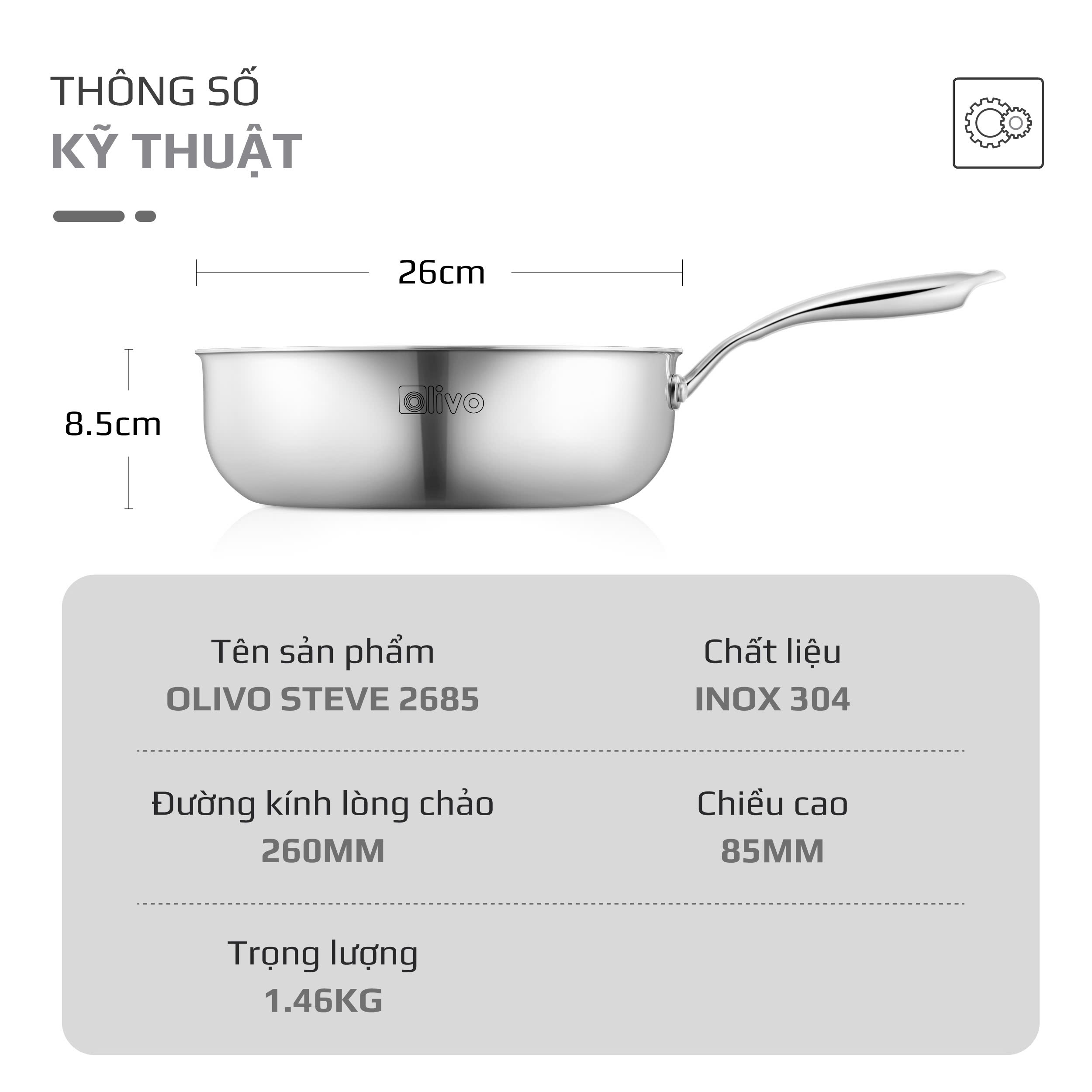 Chảo inox OLIVO 2685