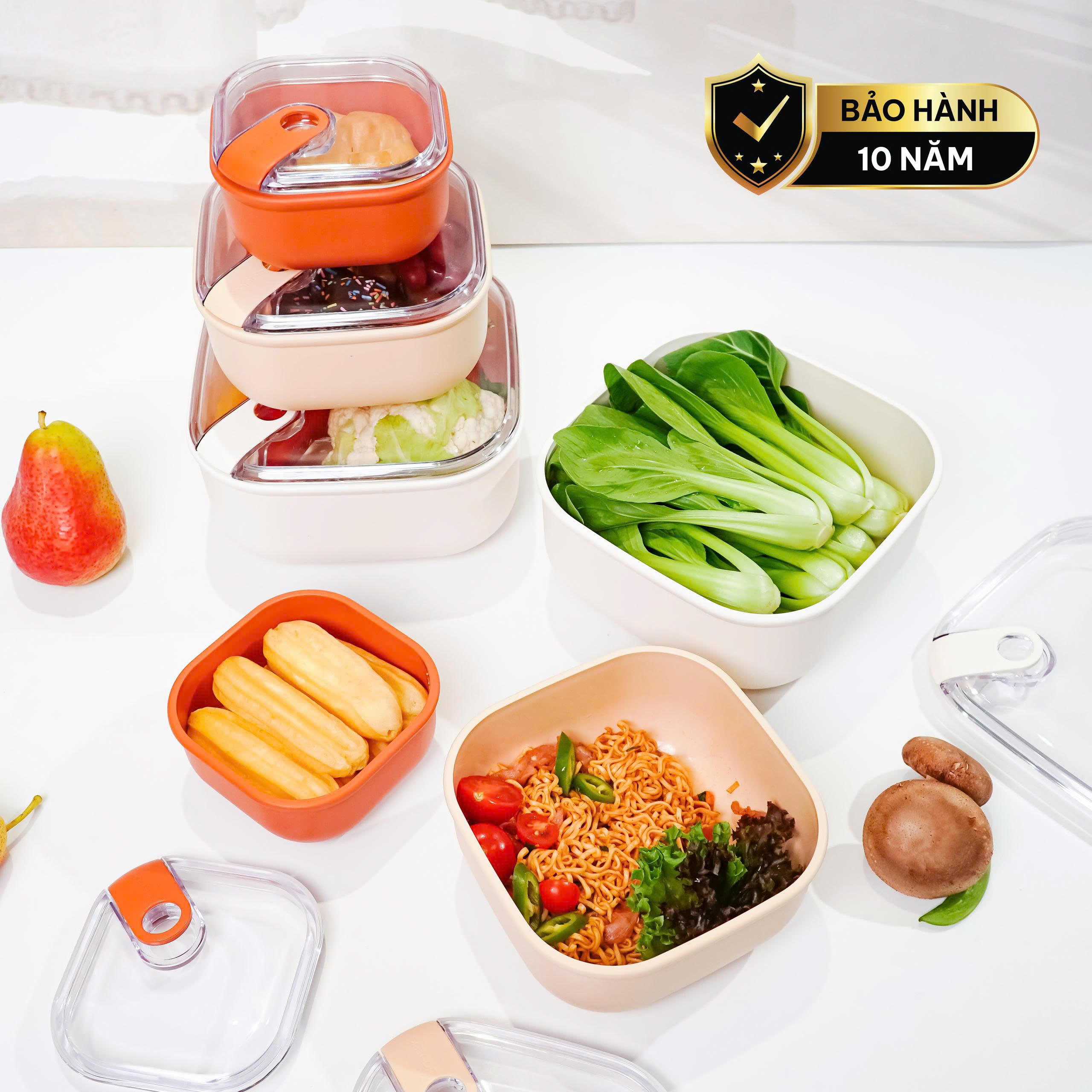 Set 3 hộp đựng thực phẩm (425-1000-2000ml) nhựa nguyên sinh pull box cao cấp OMADA - Model: M6753CA1