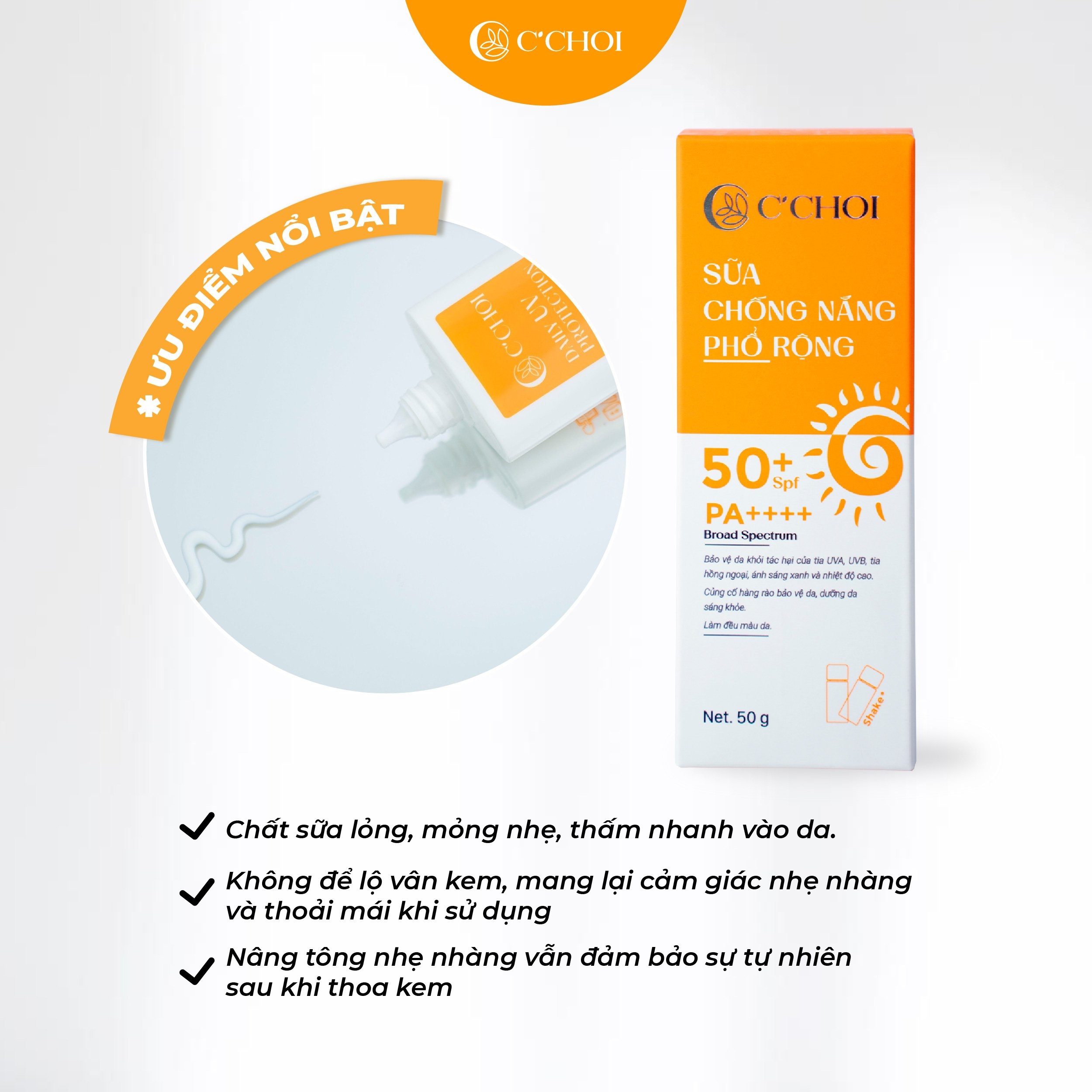 Sữa chống nắng phổ rộng C'Choi Daily UV Protection Milk