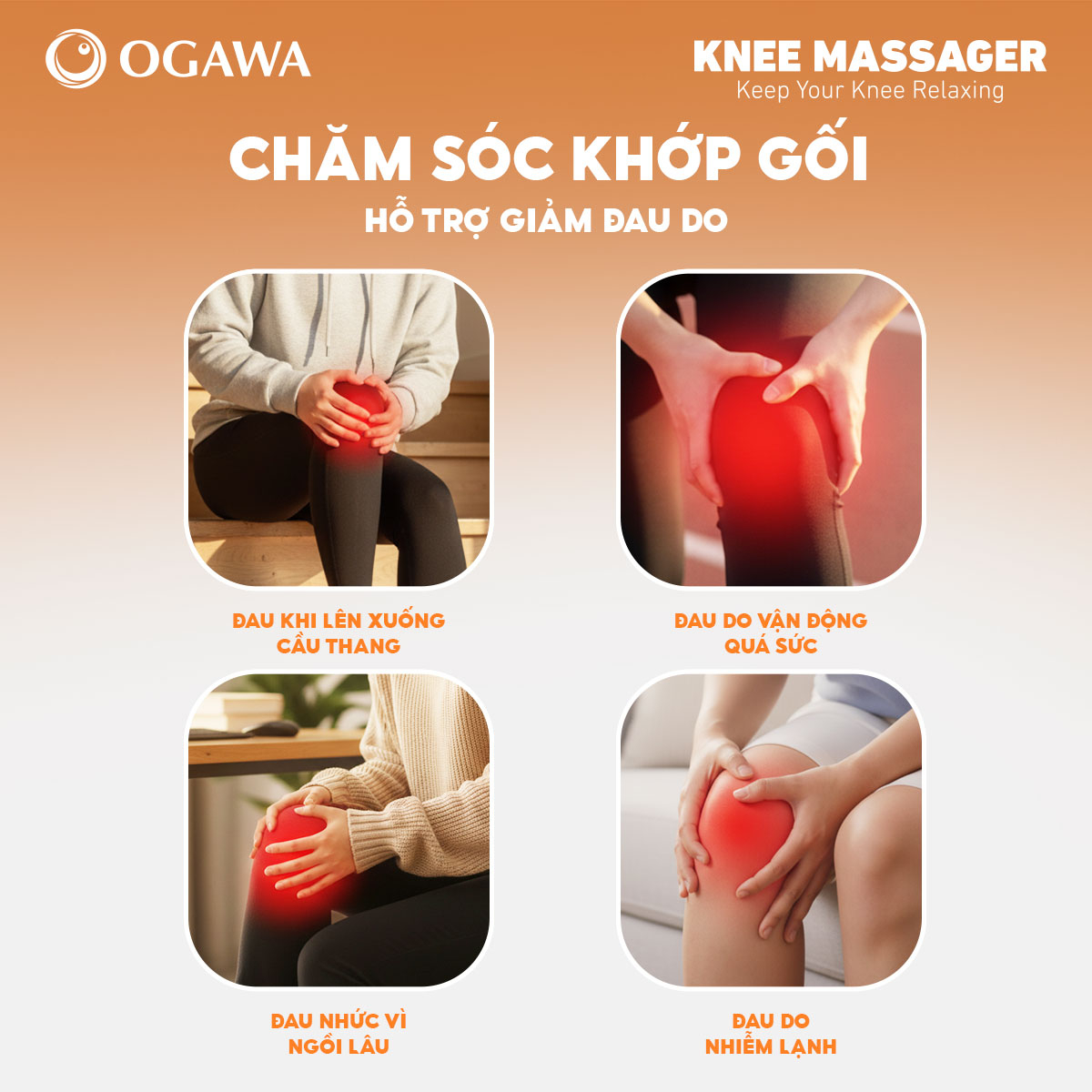 Massage đầu gối OF-1735, màu xám , hiệu Ogawa