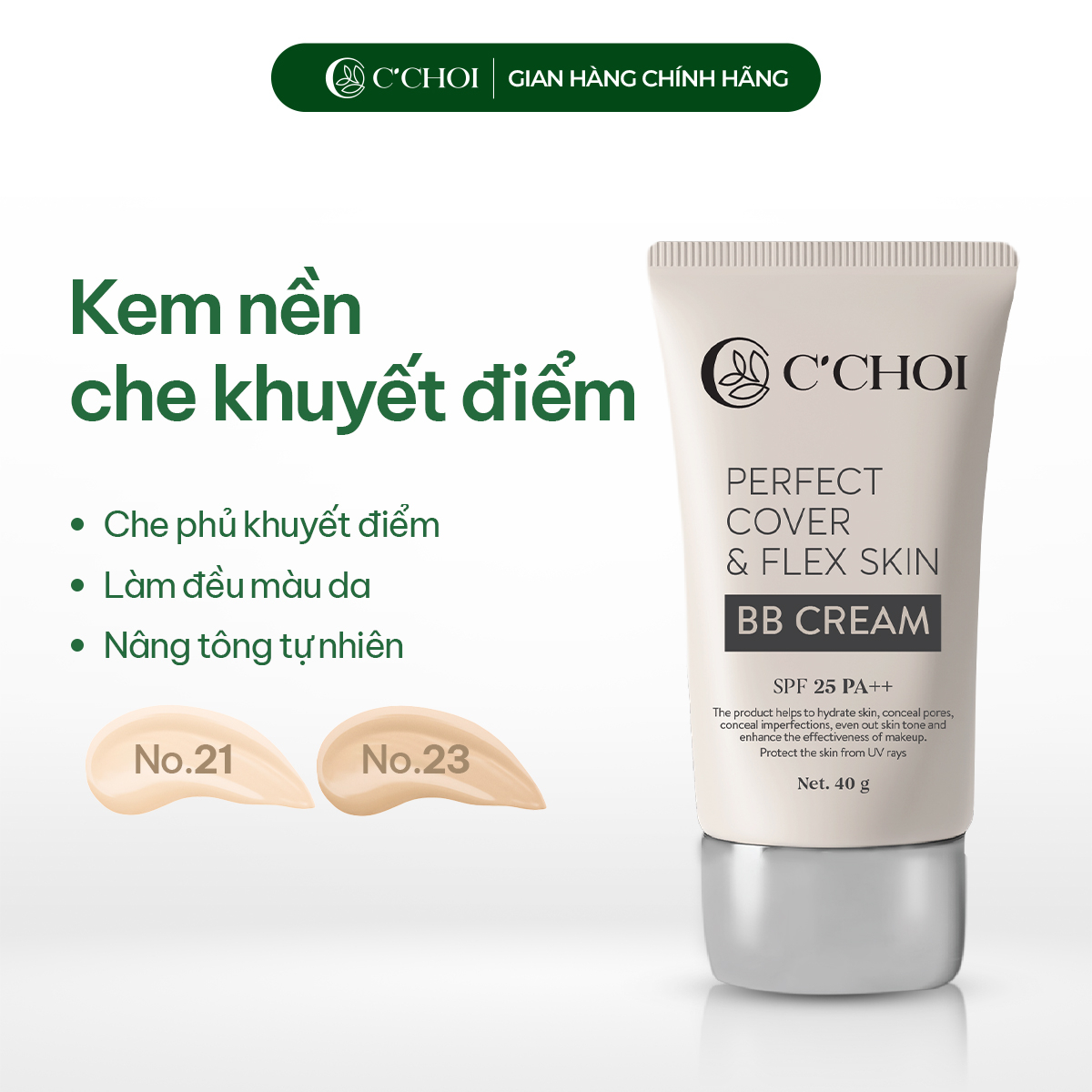 Kem Nền Che Khuyết Điểm C'Choi - Perfect Cover & Flex Skin BB Cream - Phân phối chính hãng