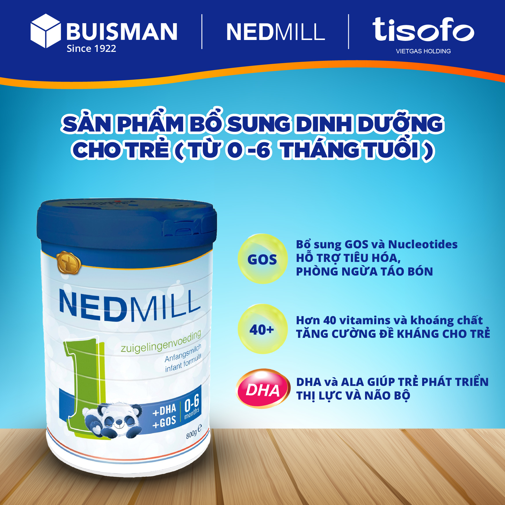 Sữa công thức Nedmill Stage 1 – Bổ sung dinh dưỡng cho Trẻ từ 0-6 tháng tuổi