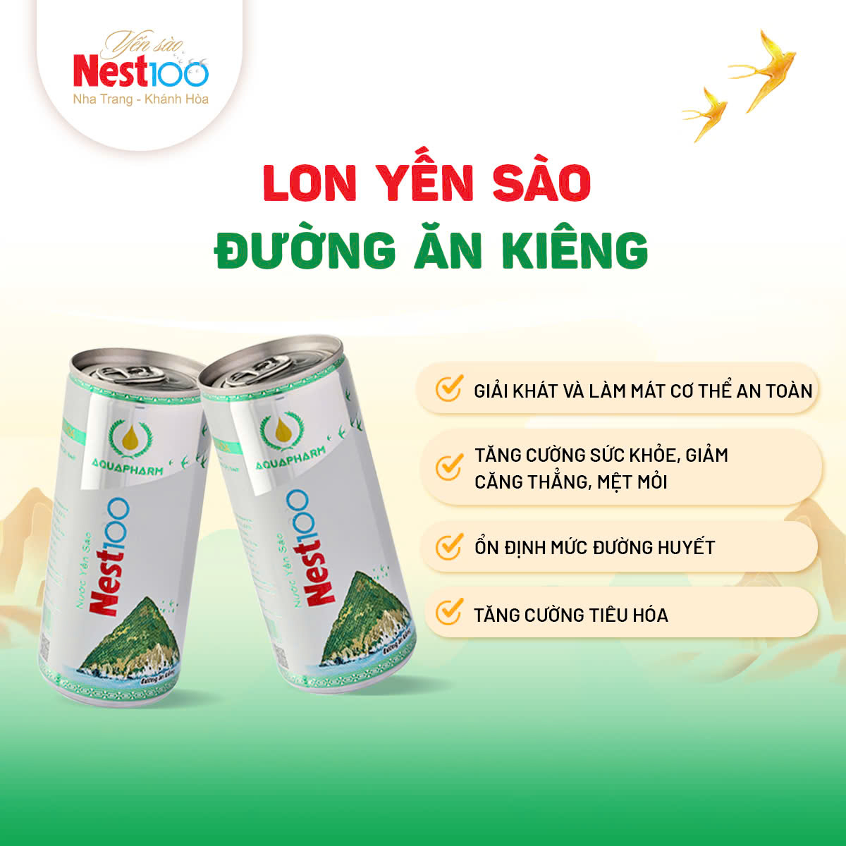 Nước yến sào Nest100 đường ăn kiêng Hộp 5 lon - Phân phối chính hãng