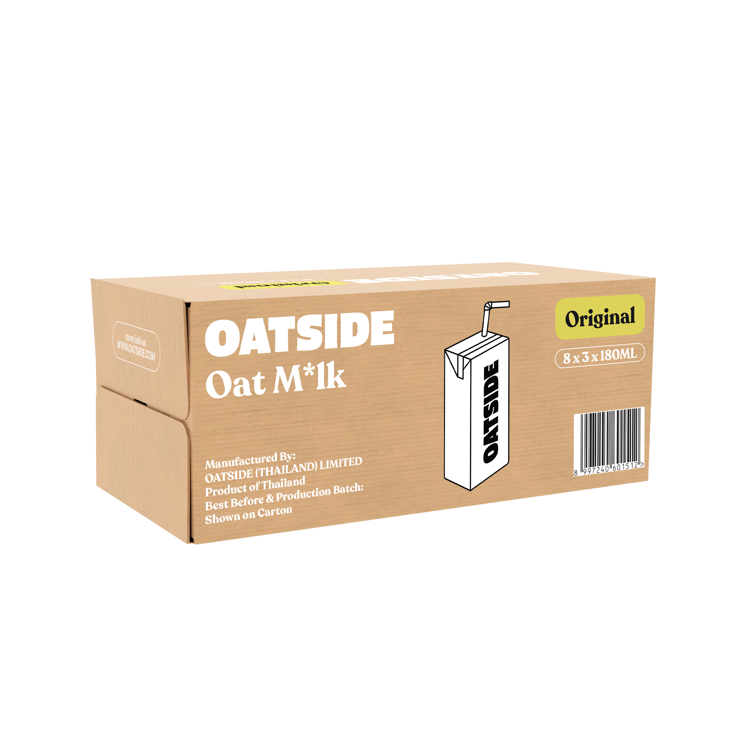 Sữa yến mạch OATSIDE vị nguyên bản Original (không đường) Thùng 24 Hộp 180ml