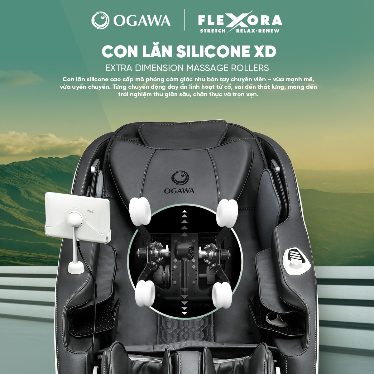 Ghế massage FLEXORA (OG-6290), màu trắng, hiệu Ogawa - 6
