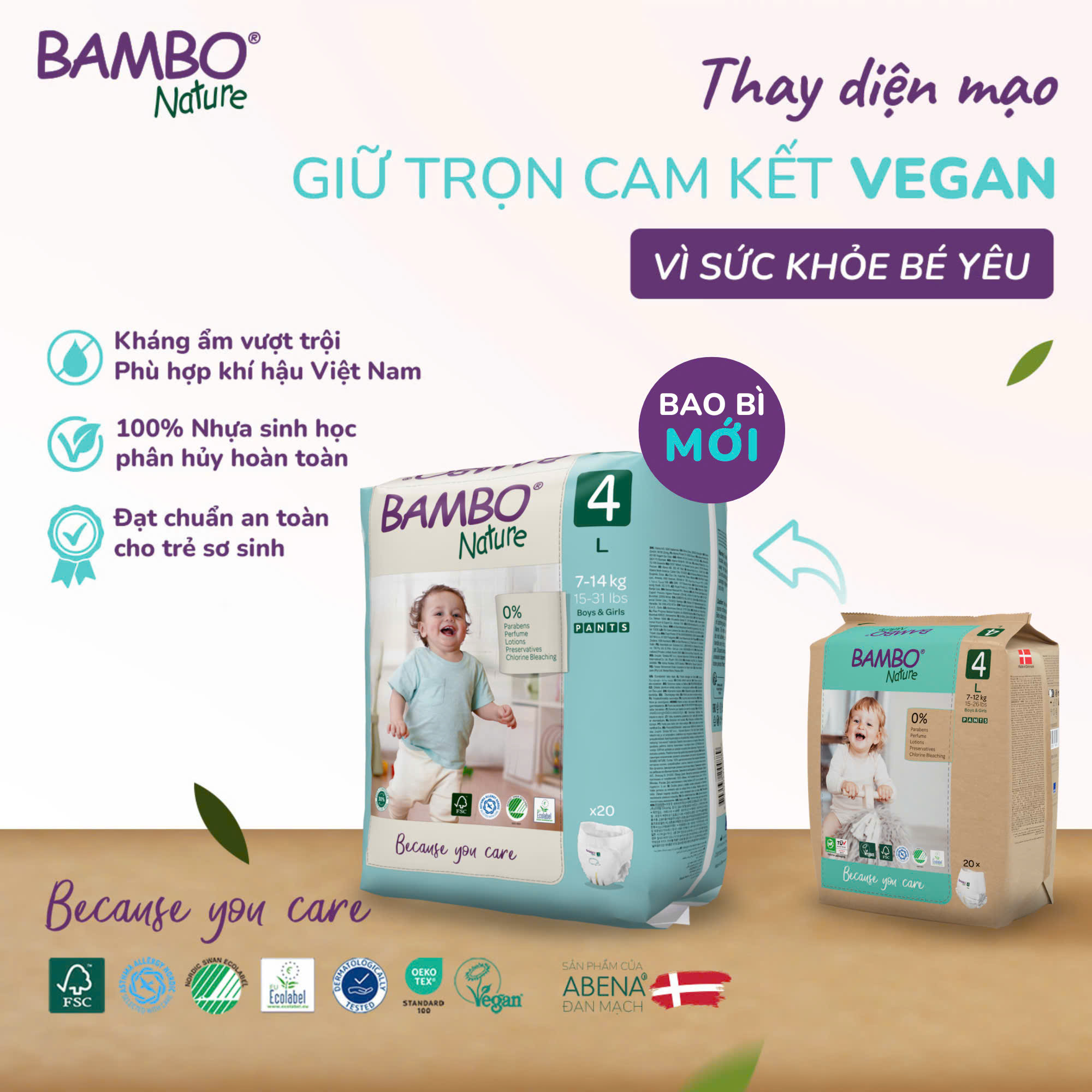 Tã Quần trẻ em số 4- Bambo Nature size 4, Từ 7-12kg, 20 miếng/gói, bao bì màu xanh - 9