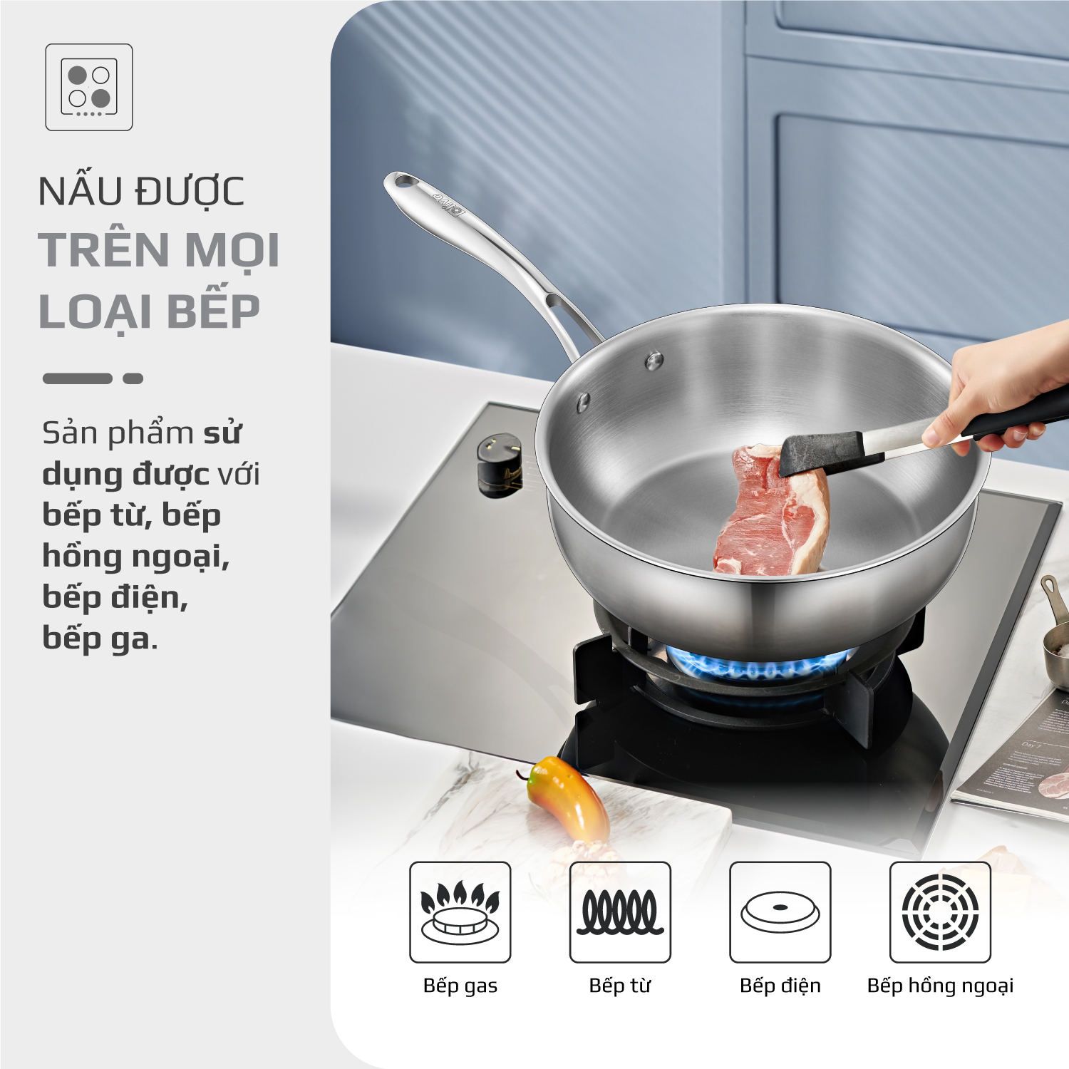 Chảo inox Olivo Steve 2485 - 8