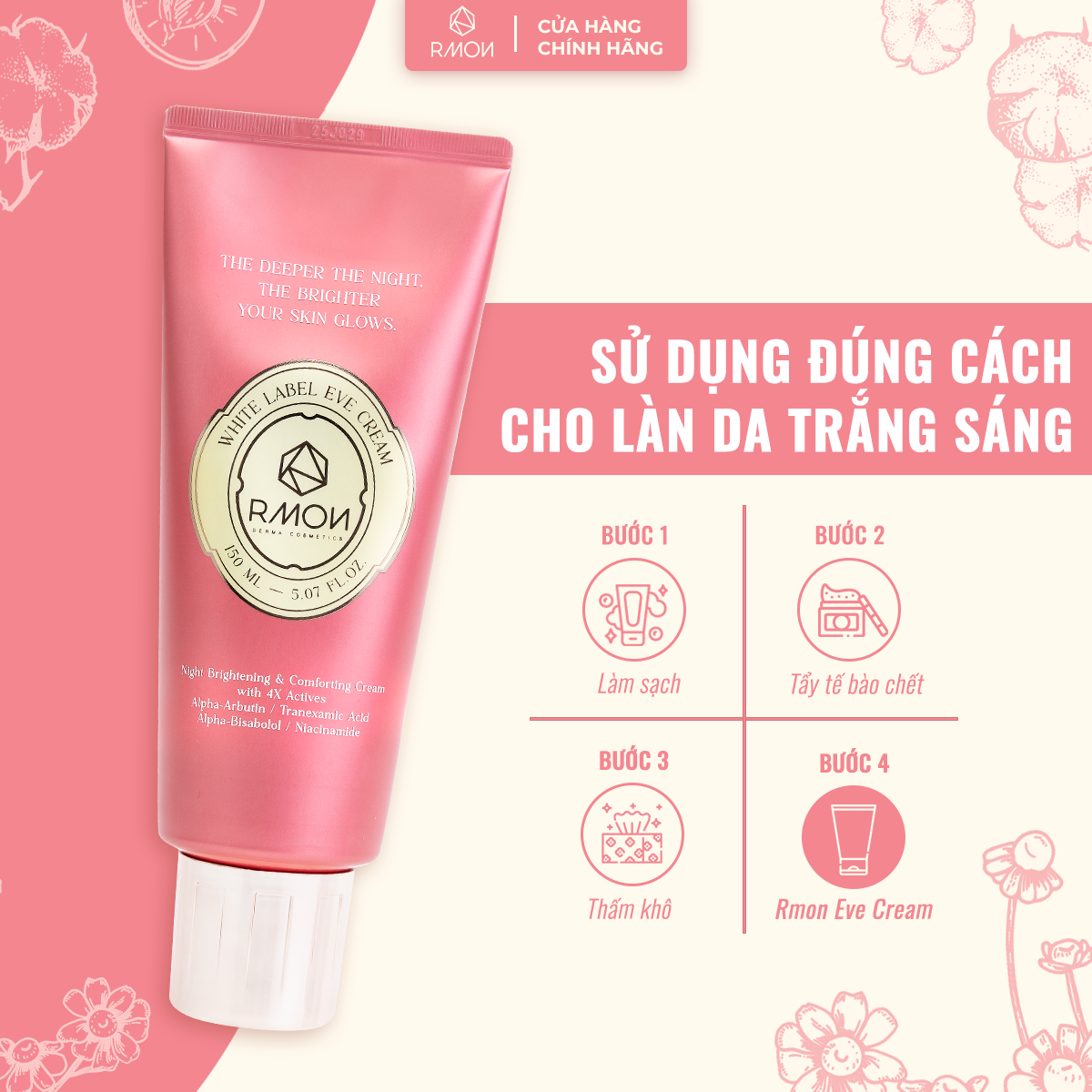 Kem Dưỡng Thể Trắng Mịn Chuyên Sâu RMON White Label Eve Cream 150ml