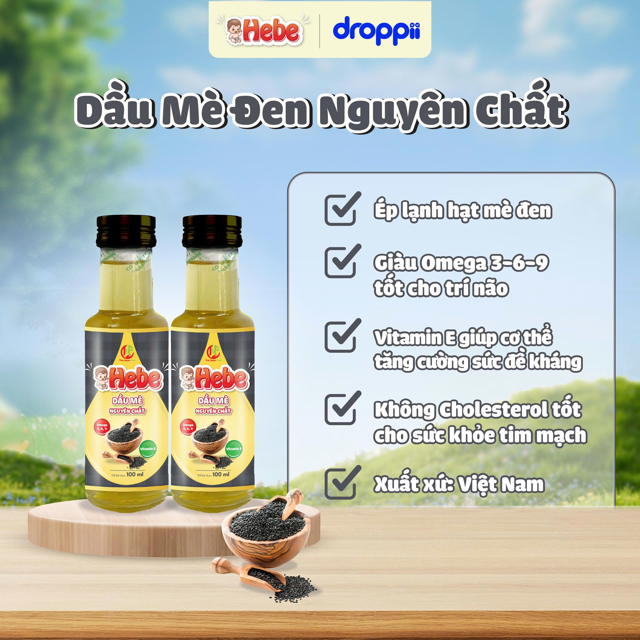 Dầu mè nguyên chất HEBE (chai 100ml) - 3