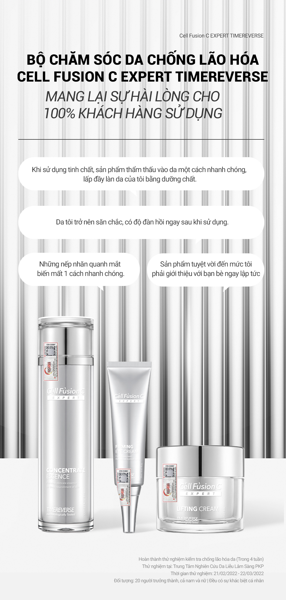 Tinh chất săn chắc da,  hỗ trợ ngăn ngừa lão hóa 3in1 130ml - Cell Fusion C Expert Time Reverse Concentrate Essense
