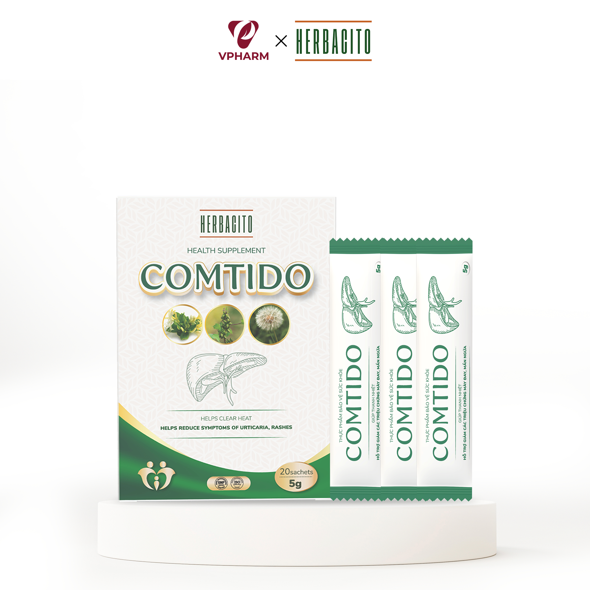 Trà hòa tan Comtido thanh nhiệt, giảm mẫn ngứa, mày đay  100g - Phân phối chính hãng