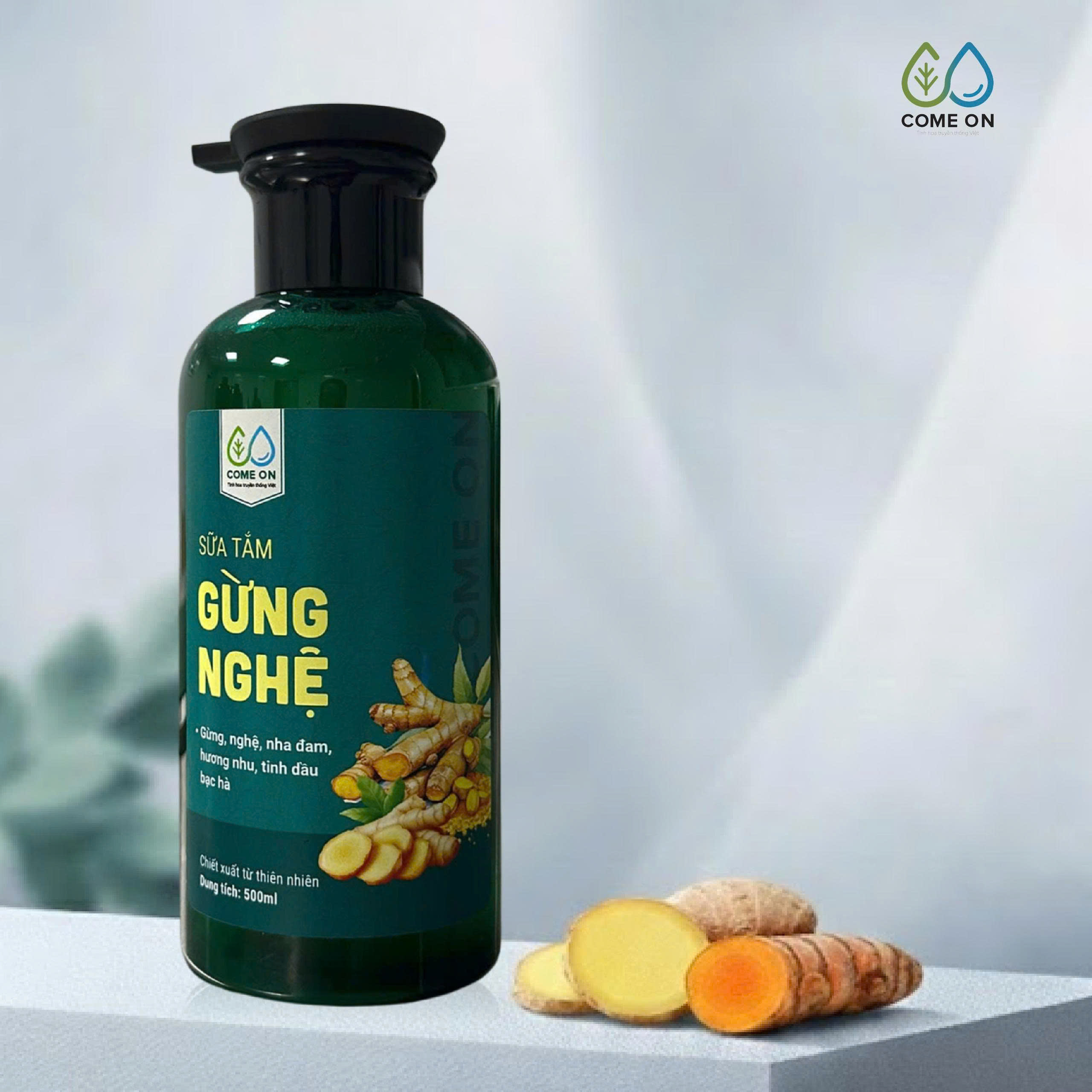 Sữa tắm gừng nghệ COME ON cấp ẩm, sáng da, sạch mụn lưng 500ml