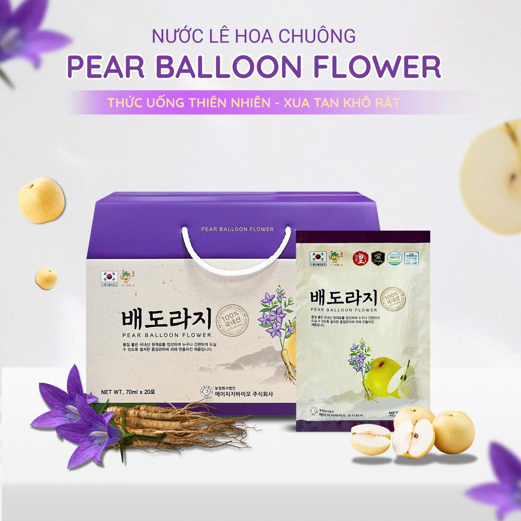 Nước lê hoa chuông 70ml x 20 gói - Phân phối chính hãng