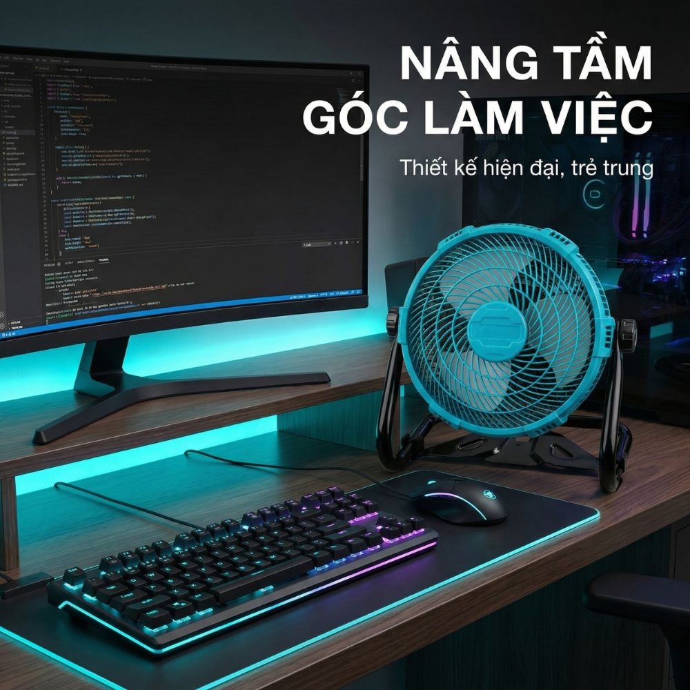 Quạt Để Bàn Tích Điện Kachi MK443 – Gió Turbo Mạnh Mẽ, Xoay 360 Độ, Thiết Kế Di Động Đa Năng - 6