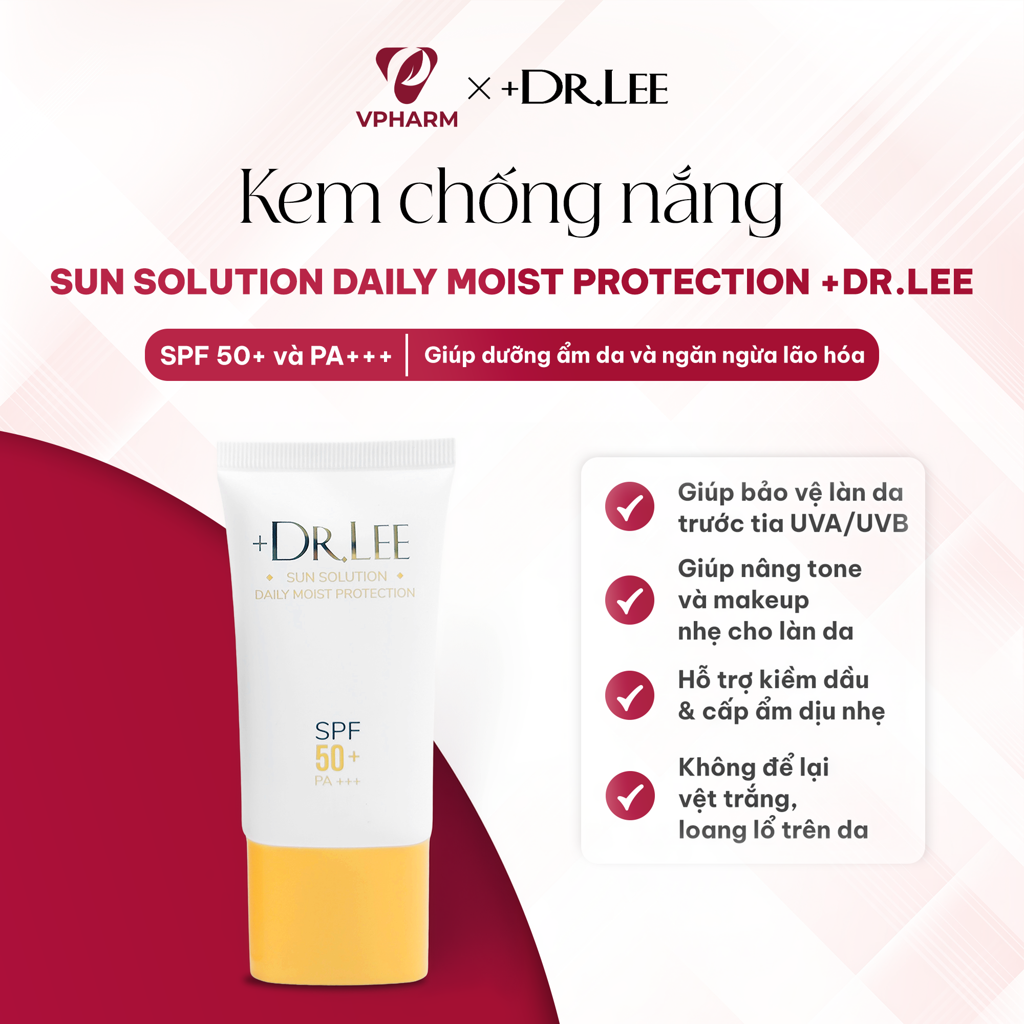Kem chống nắng Sun Solution Daily Moist Protection +Dr.lee SPF 50+ và PA+++ 45g - Phân phối chính hãng