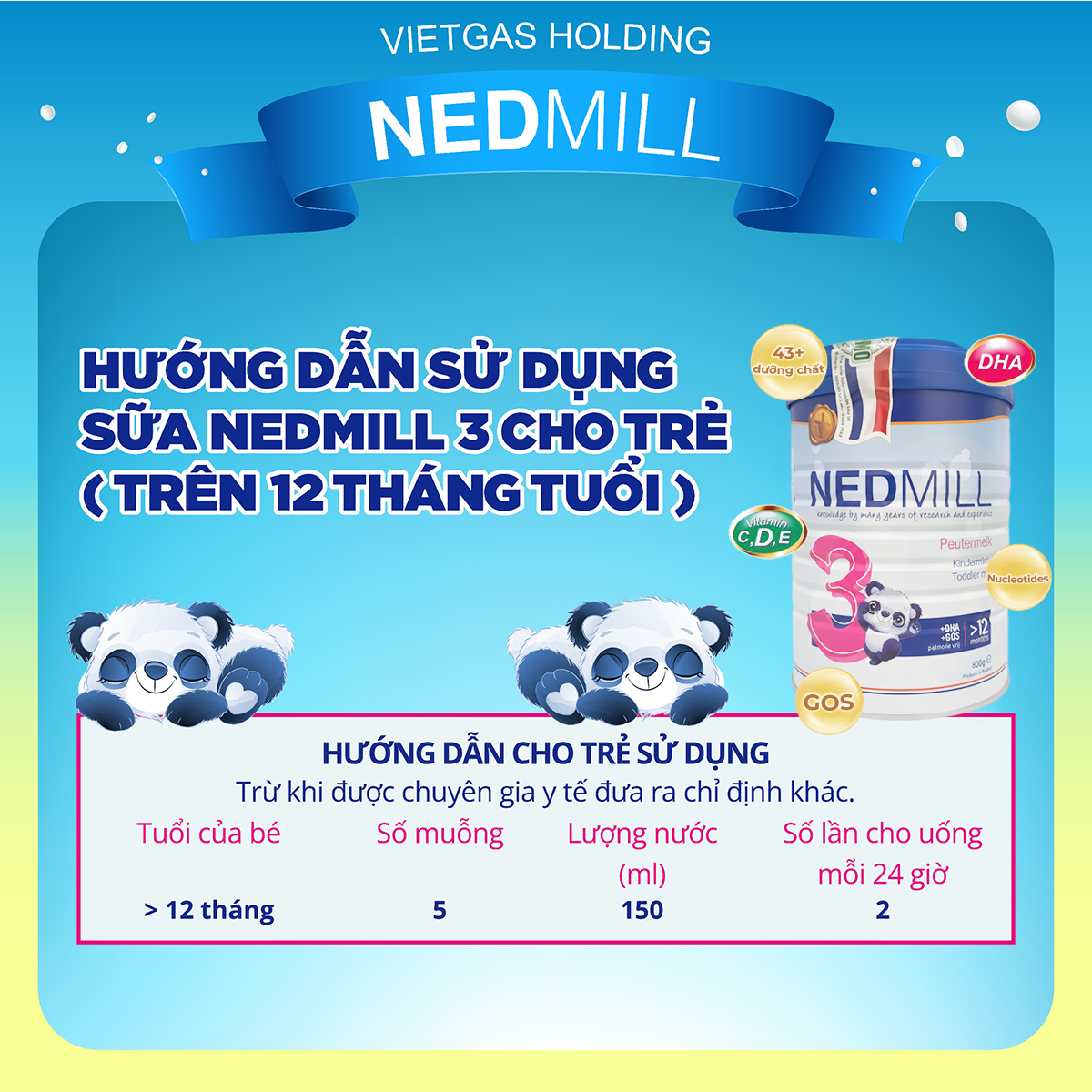 Sữa công thức Nedmill Stage 3 – Bổ sung dinh dưỡng cho Trẻ trên 12 tháng tuổi