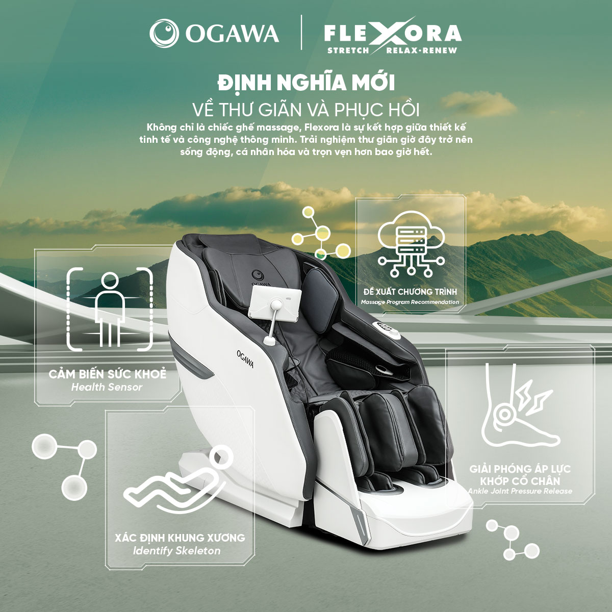 Ghế massage FLEXORA (OG-6290), màu trắng, hiệu Ogawa - 2
