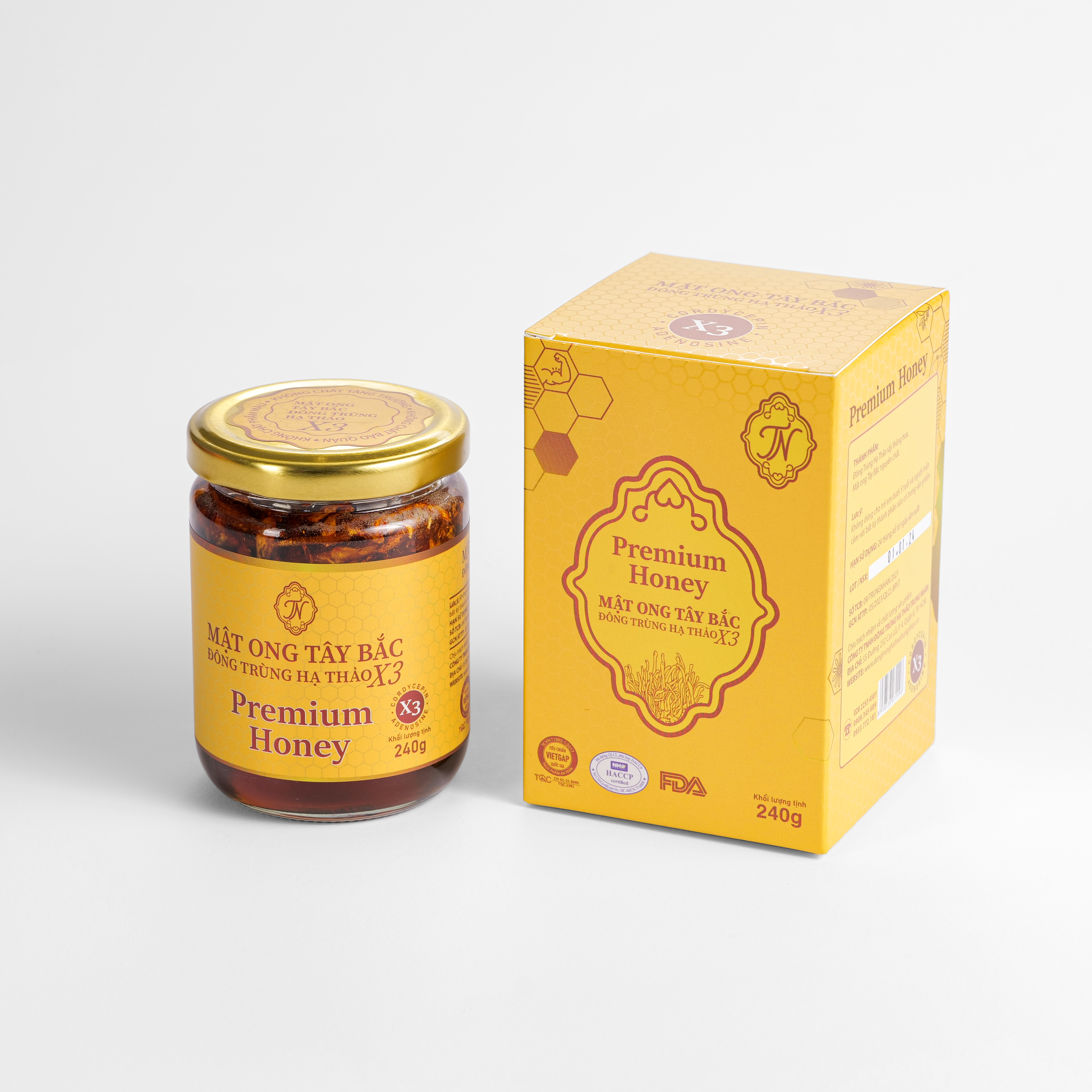 Mật ong Tây Bắc đông trùng hạ thảo X3 (Hũ 120g) - Phân phối chính hãng