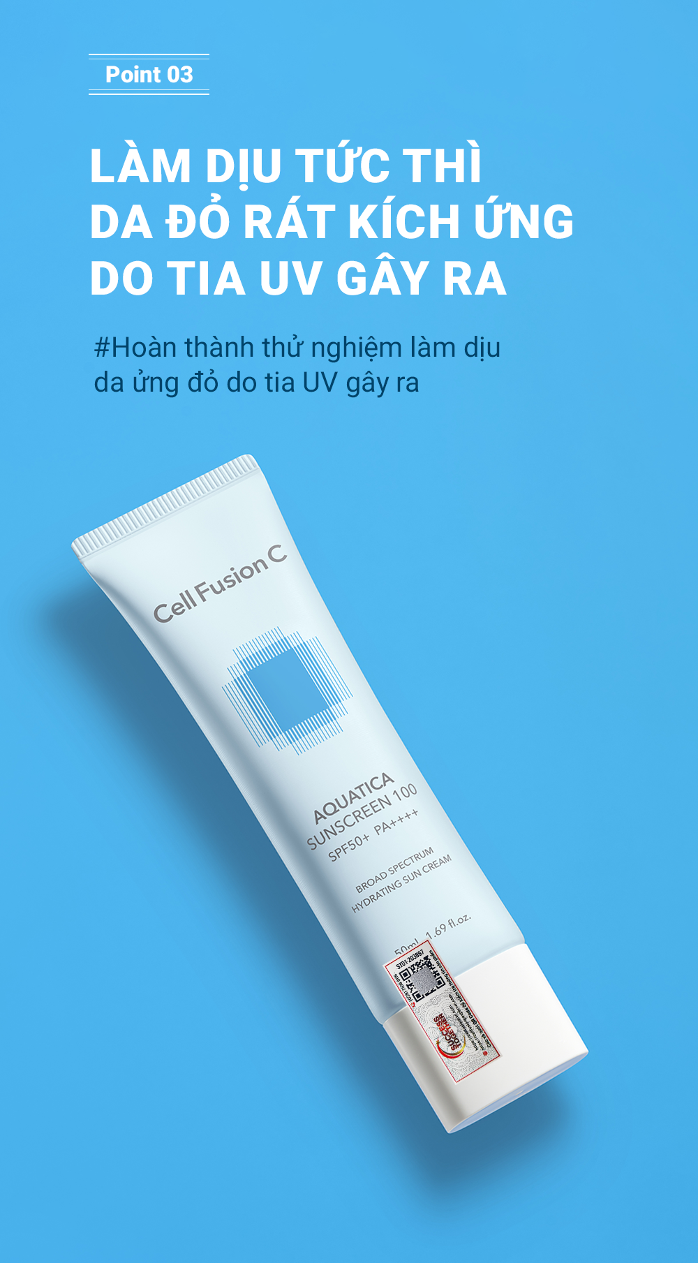 Kem chống nắng cấp ẩm, dịu da Cell Fusion C Aquatica Sunscreen 100 SPF 50+/ PA++++ 50ml