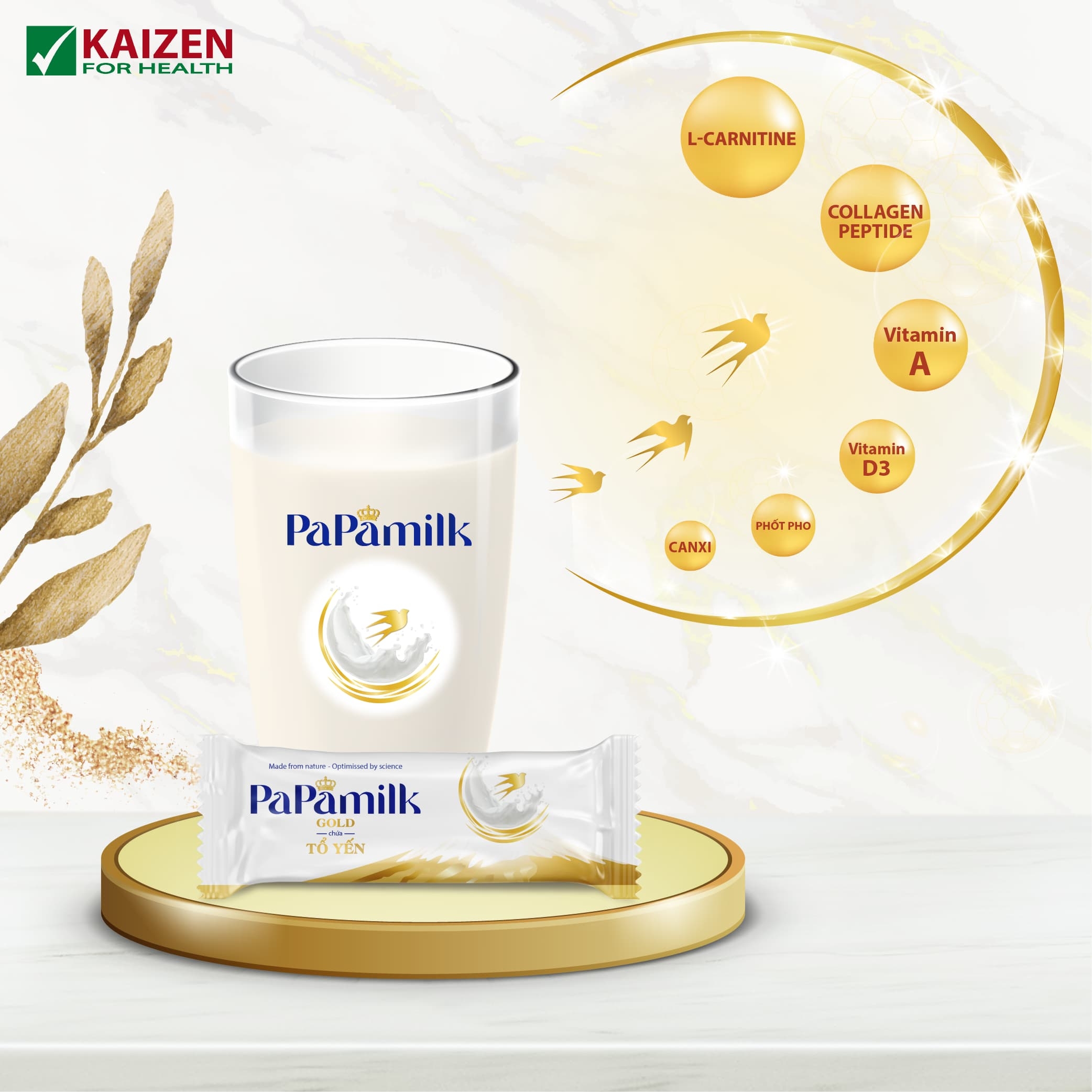 Sữa cho người tiểu đường PaPamilk Gold chứa Tổ Yến - Hộp 7 gói (gói 32g)-duoc-ban-tai-Phan Tuyetmai