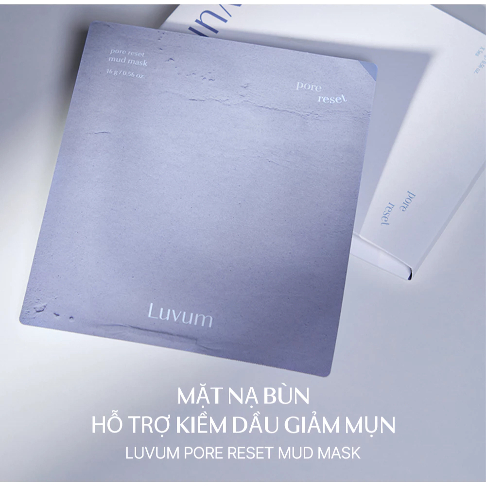 Mặt nạ bùn LUVUM Pore Reset Mud Mask giúp làm sạch thu nhỏ lỗ chân lông (hộp 5 miếng x 16g)