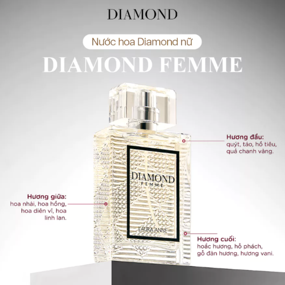 Nước hoa Laura Anne- Diamond Femme - 45ml ( White ) - Phân phối chính hãng