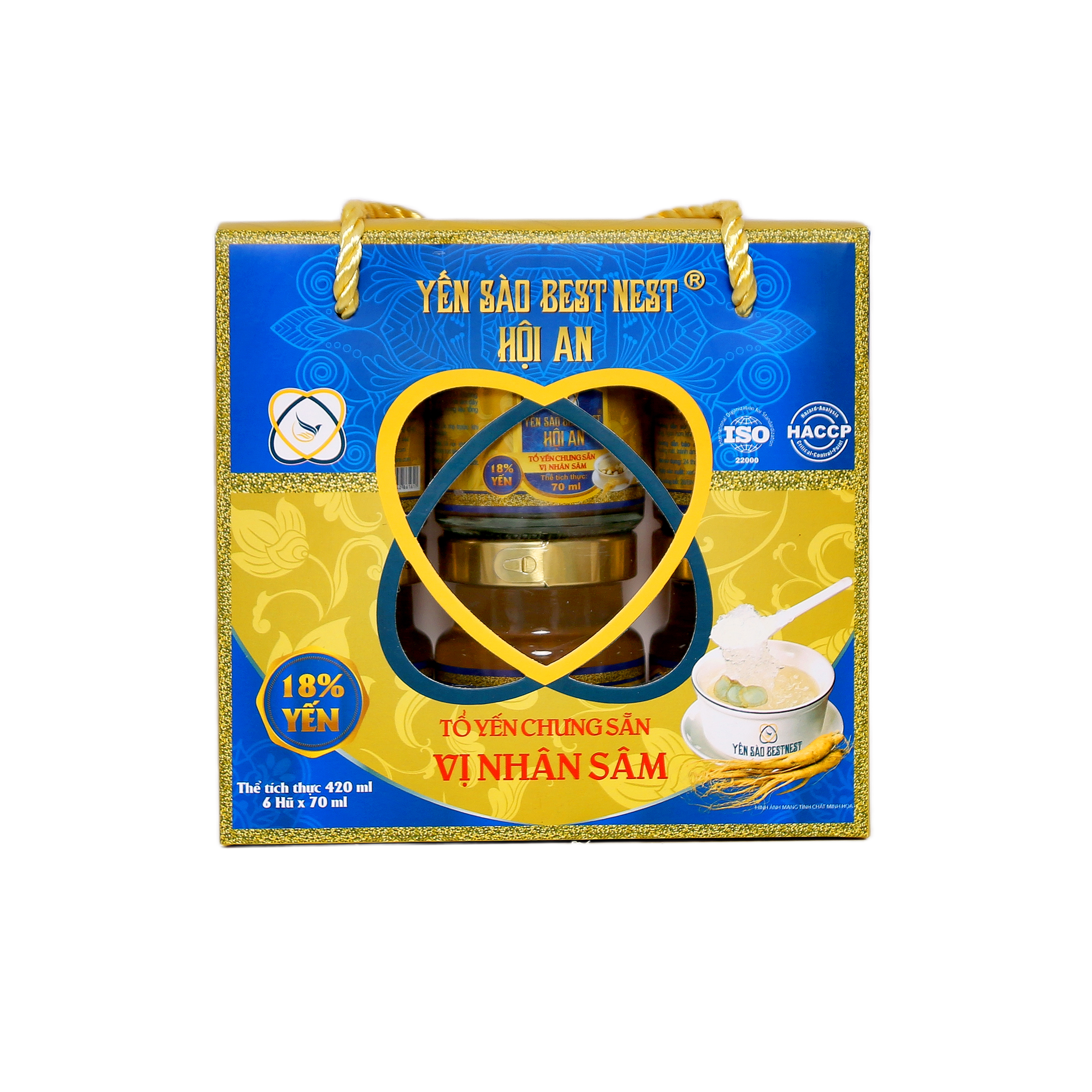 Hộp 6 hũ Tổ yến chưng sẵn BESTNEST HỘI AN 18% Hương Sâm - Phân phối chính hãng