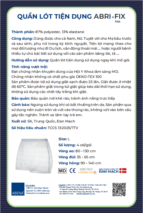 Quần lót tiện dụng ABRI-FIX NET (Gói 4 cái) size L