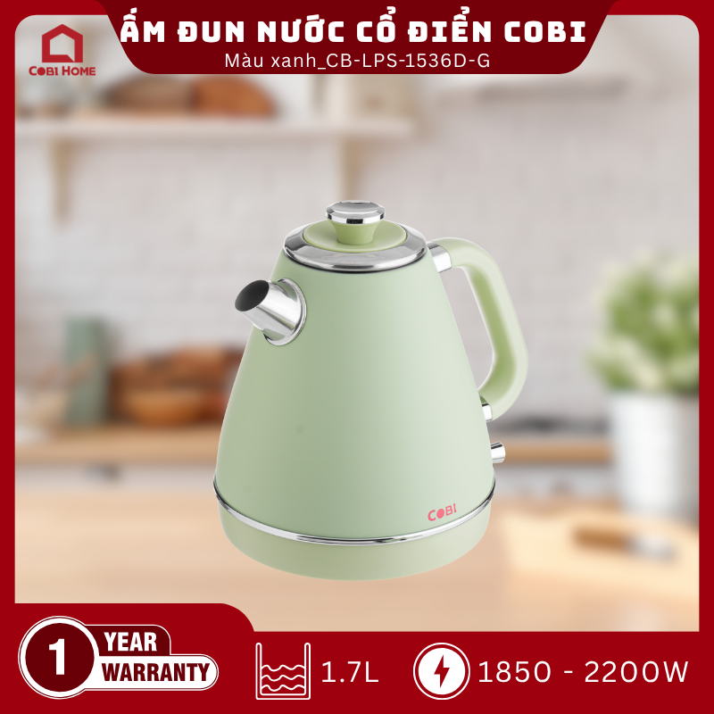 Ấm đun nước cổ điển COBI màu xanh 1.7L_CB-LPS-1536D-G_341708 - Phân phối chính hãng