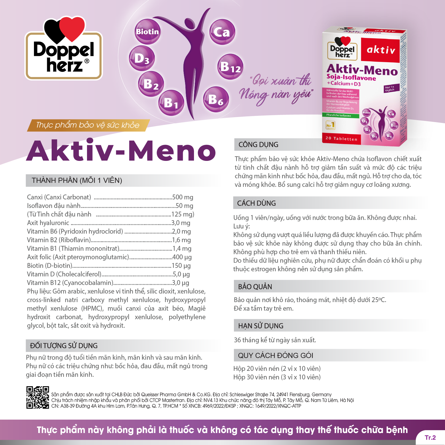 TPBVSK Aktiv-Meno cải thiện cân bằng nội tiết tố nữ