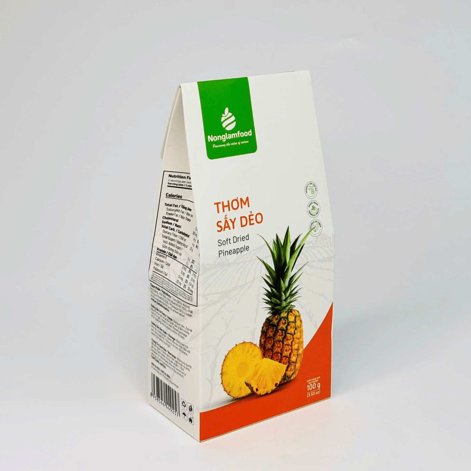 Thơm sấy dẻo Nonglamfood - Hộp 100g
