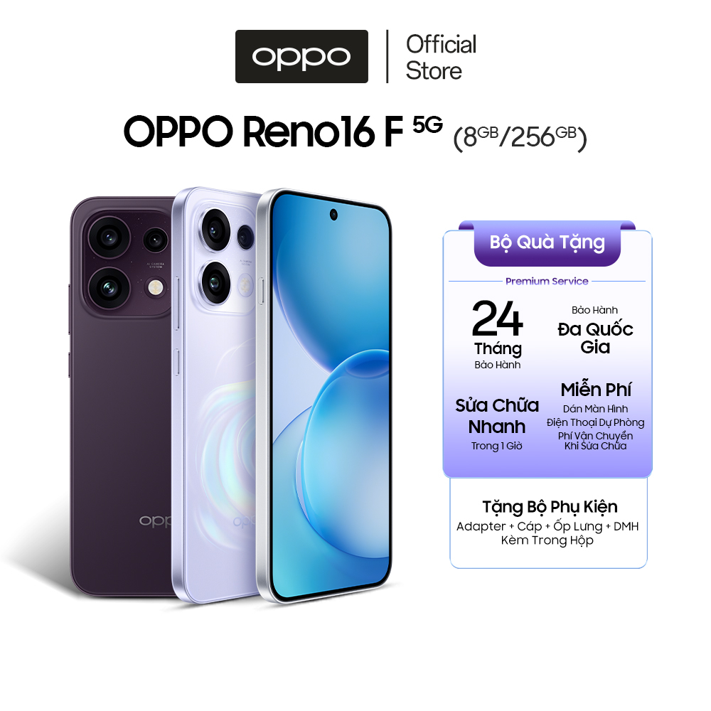 Điện thoại OPPO Reno16 F 5G 8GB/256GB - Phân phối chính hãng
