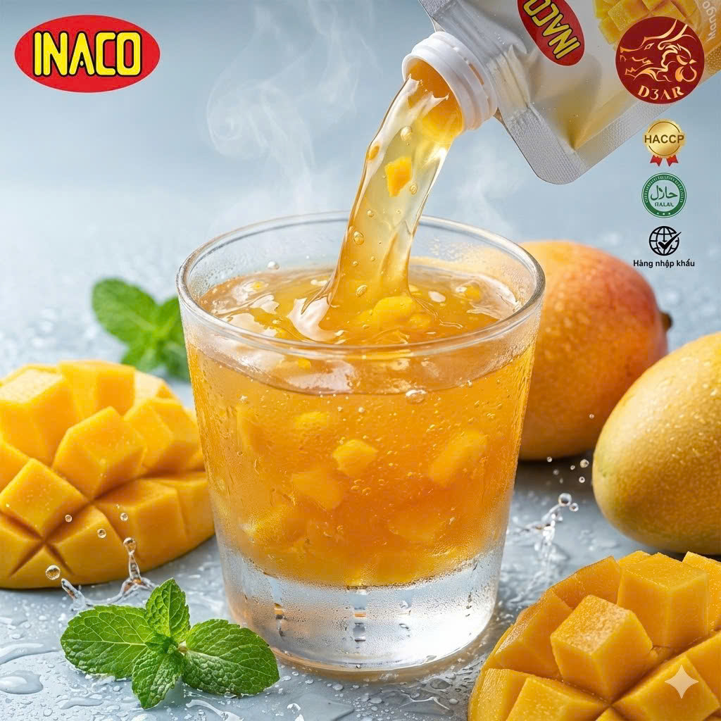1 Gói (5 túi x 120g) INACO Jelly Drink Mango - Nước thạch quả xoài - 4