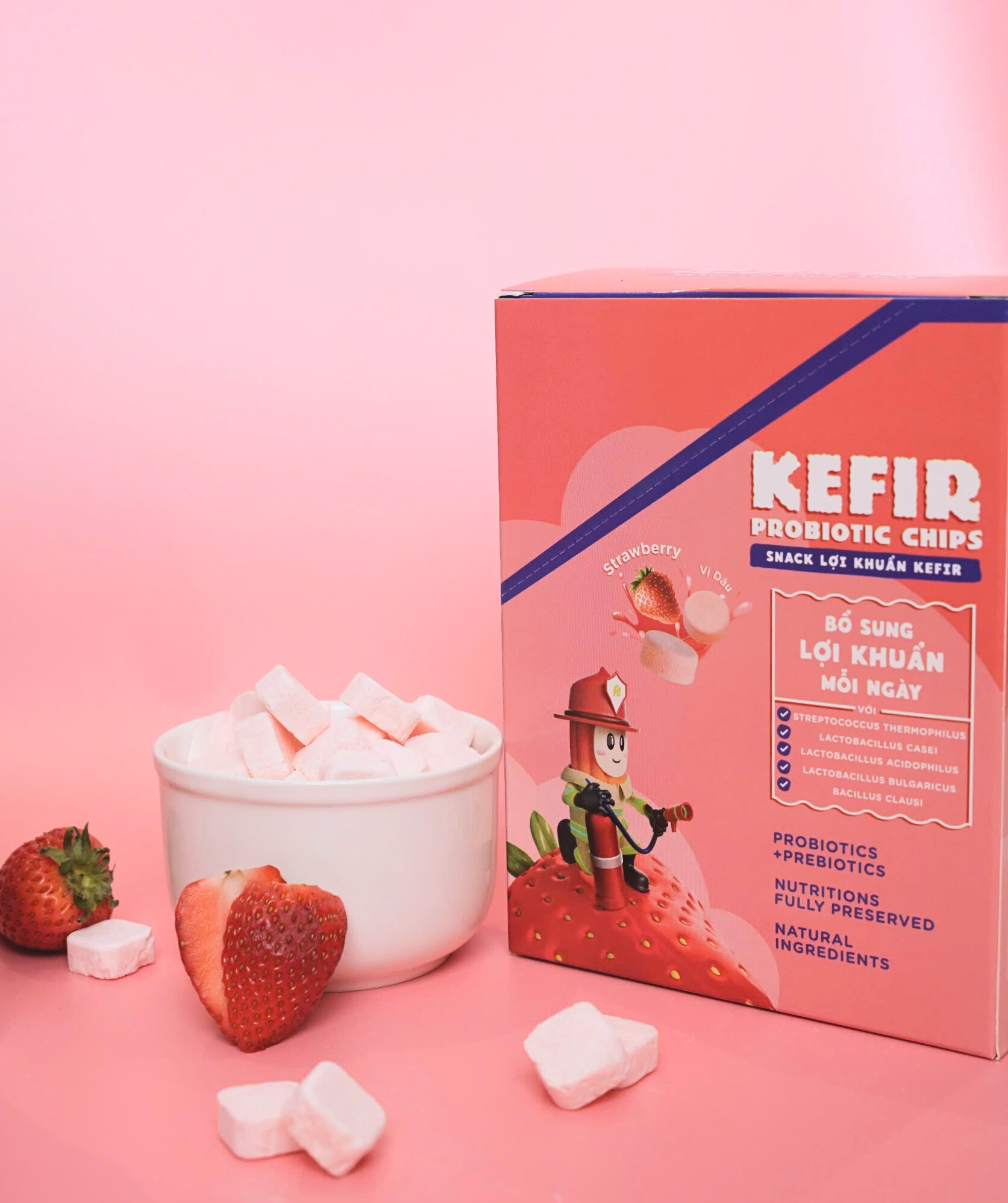 Hộp Snack Lợi Khuẩn Kefir Vị Dâu (5 gói)