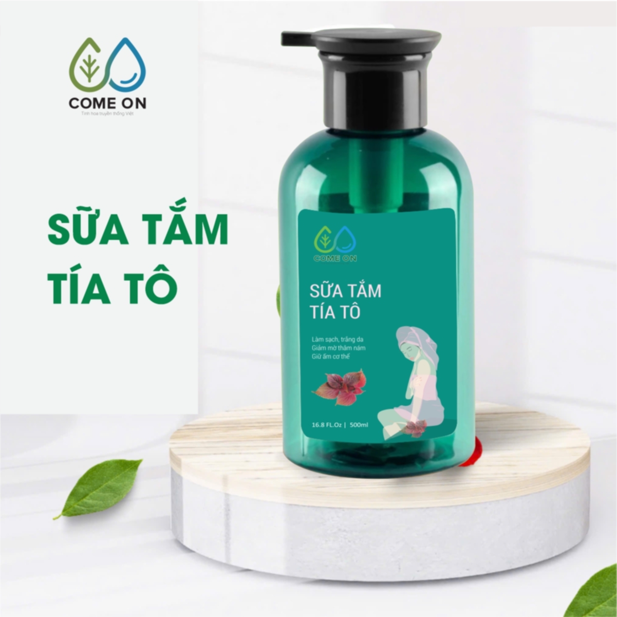 Sữa tắm tía tô COME ON cấp ẩm, dưỡng da, sạch mụn lưng 500ml