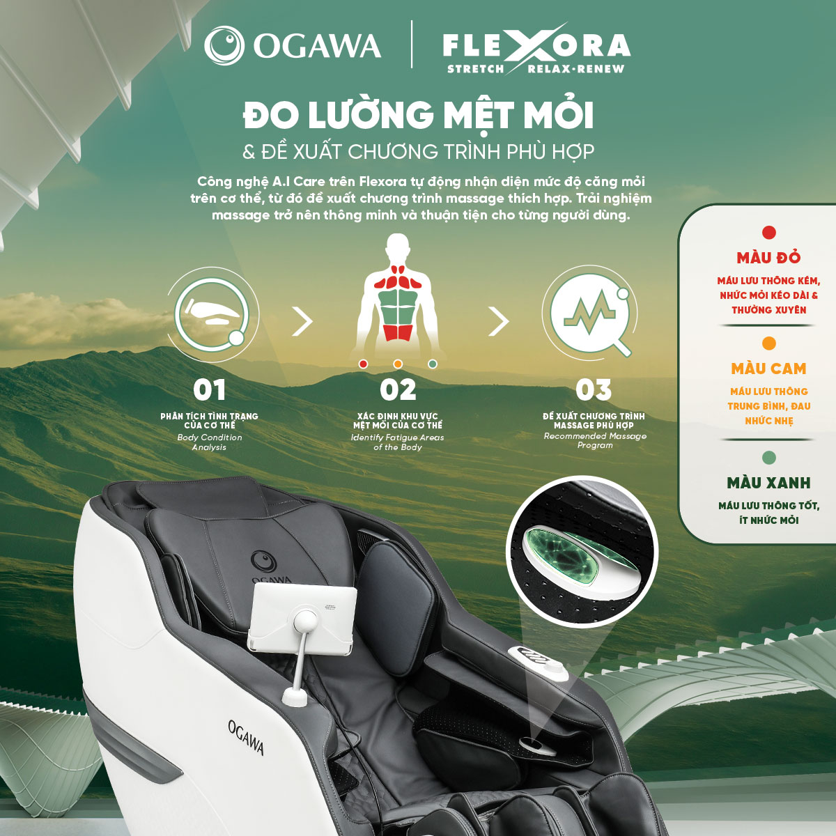 Ghế massage FLEXORA (OG-6290), màu trắng, hiệu Ogawa - 4