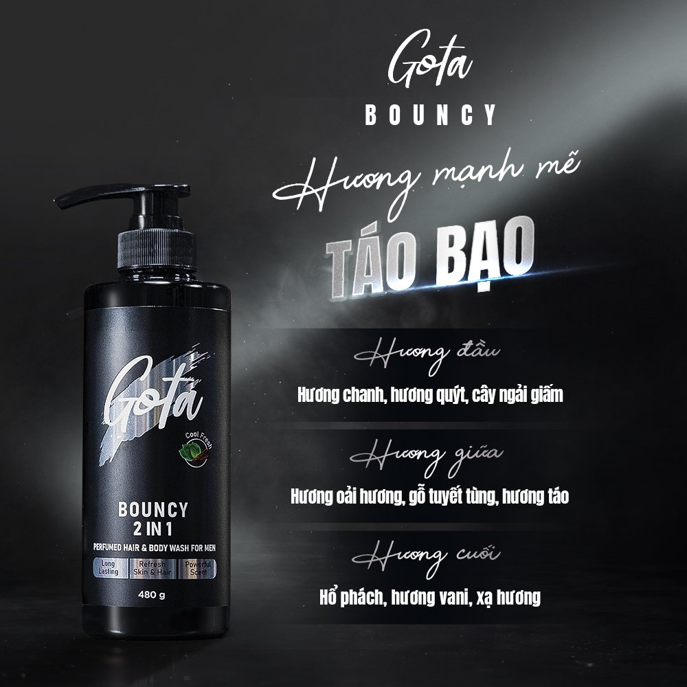 Sữa tắm Gội 2in1 Hương Nước Hoa Gota Bouncy 480g - Phân phối chính hãng