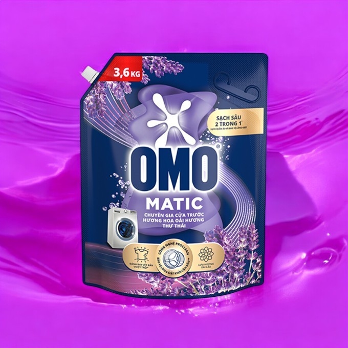 Nước giặt OMO Cửa Trước Hương Hoa Oải Hương Thư Thái 3.6kg - 3
