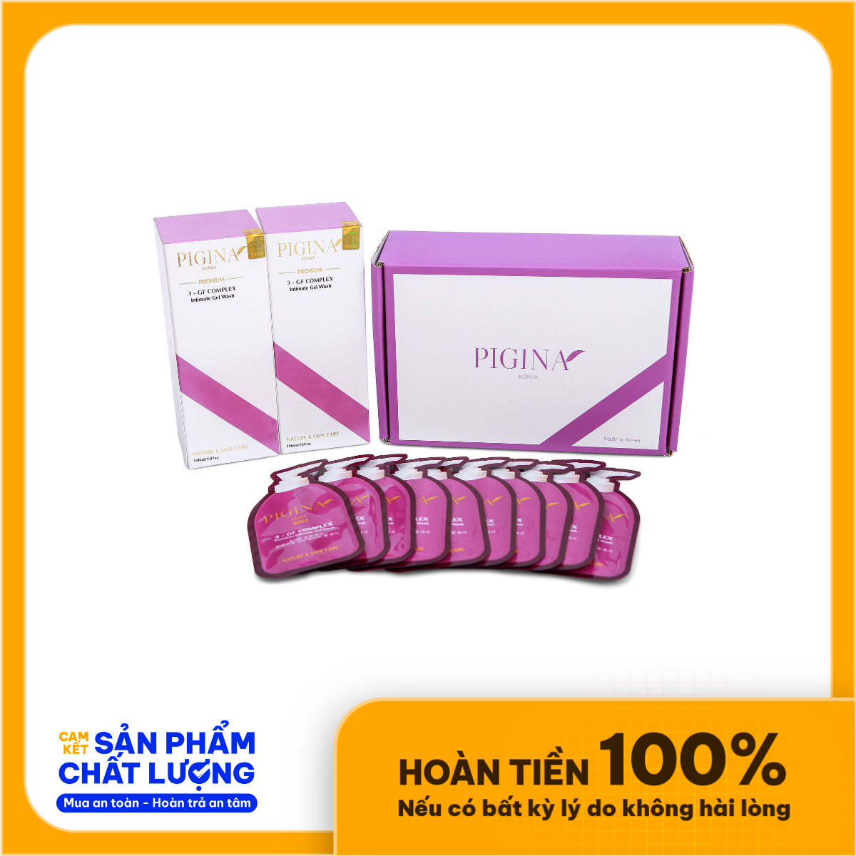 Set 02 chai Dung dịch vệ sinh Pigina - Pigina Lacto Intimate Wash (kèm 10 gói Dung dịch vệ sinh Pigina)-duoc-ban-tai-PL Home & Health Store